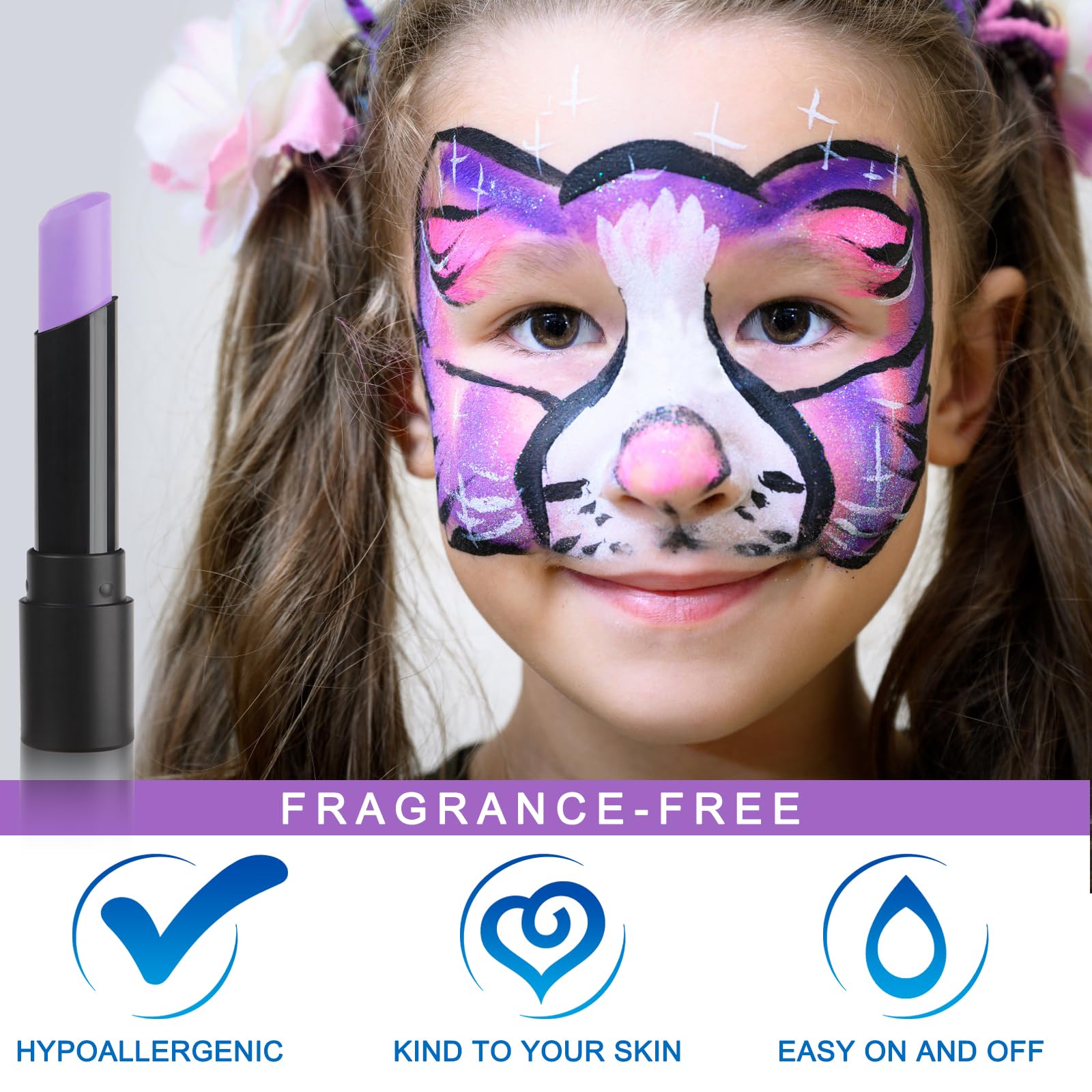 Meicoly Light Purple Face Paint Stick,Cream Lavender Body Paint Stick,Sweatproof Pale Purple Eye Black For Sports Football/Baseb
