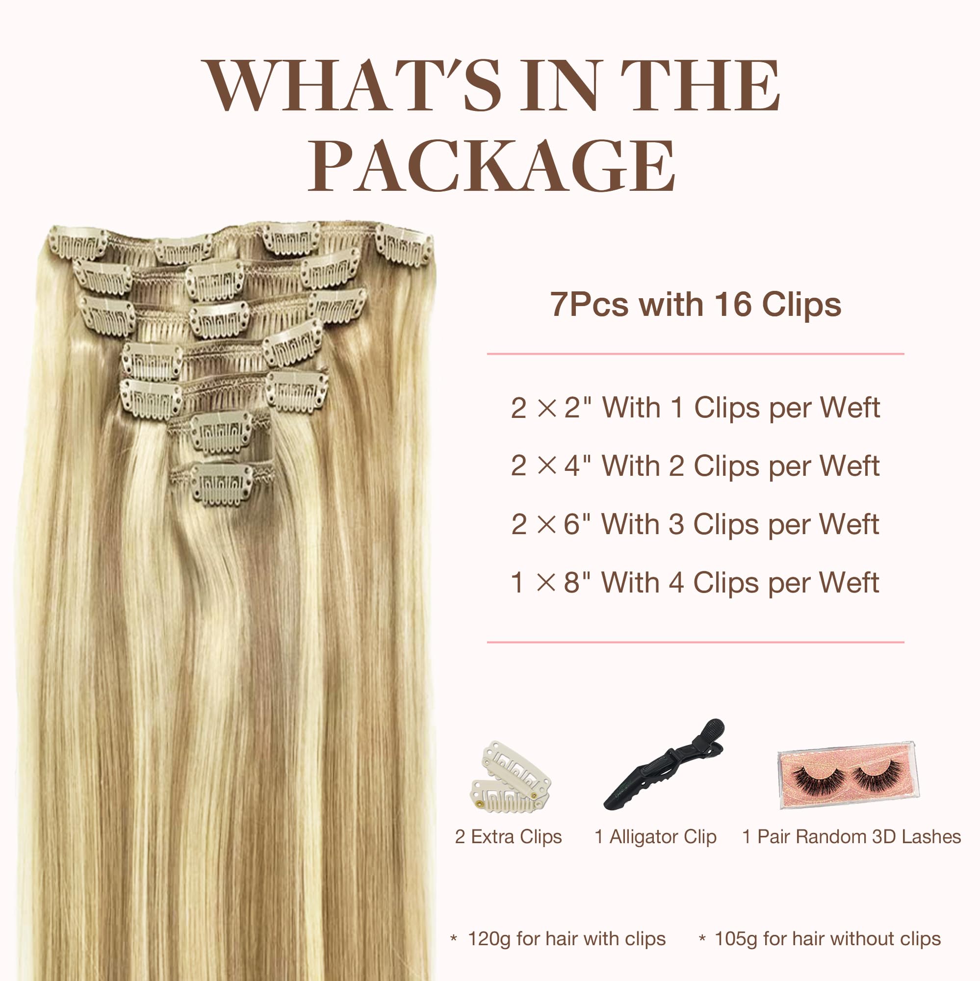 GOO GOO Clip in Hair Extensions Real Human Hair, 12inch 85g 7Pcs, 16/22 Light Blonde Highlighted Golden Blonde, Remy Human Hair