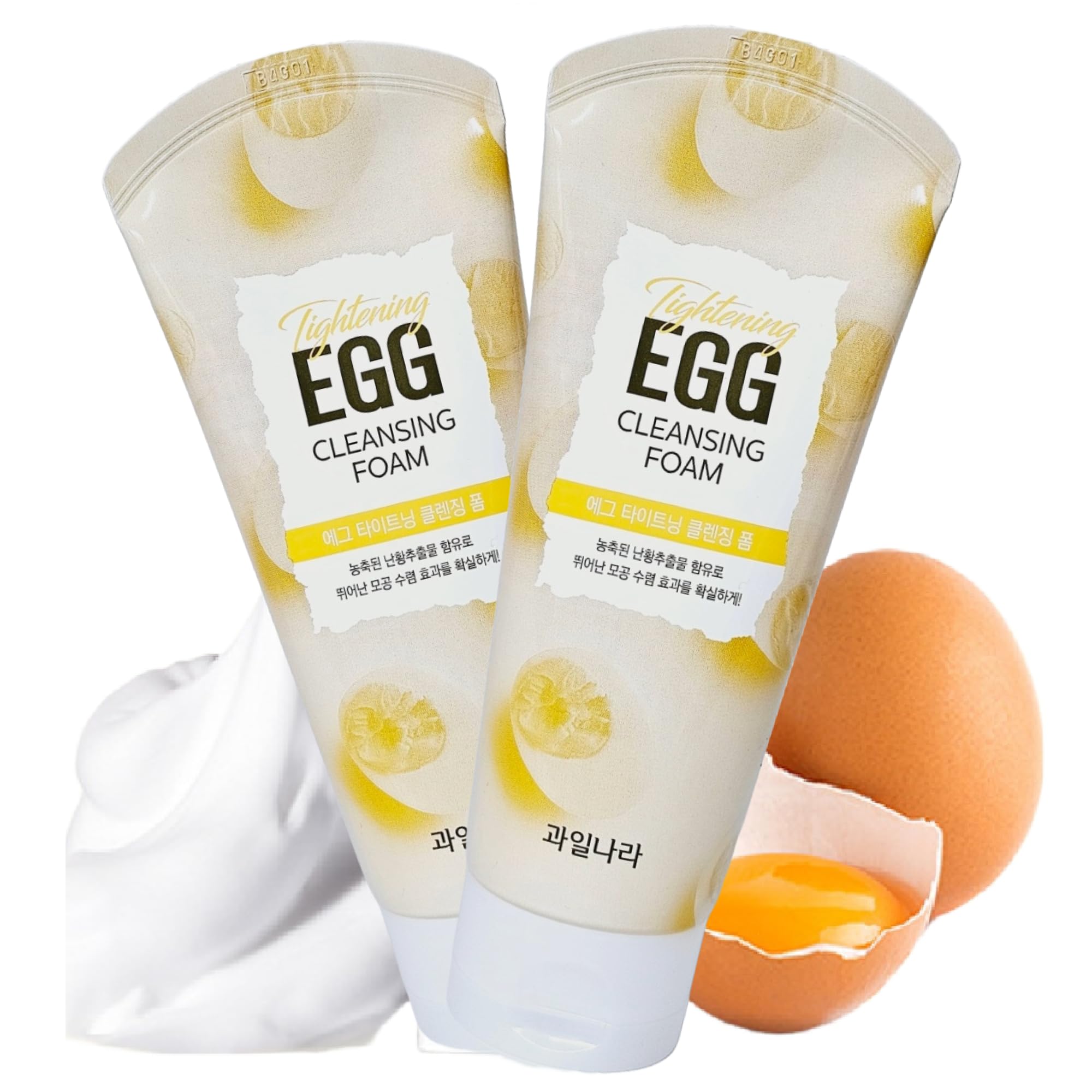 GASHINA STORY Egg Tightening Cleansing Foam (Renewal), Pore Tightener and Minimizer 130g/4.58oz Kwailnara (Pack of 2)