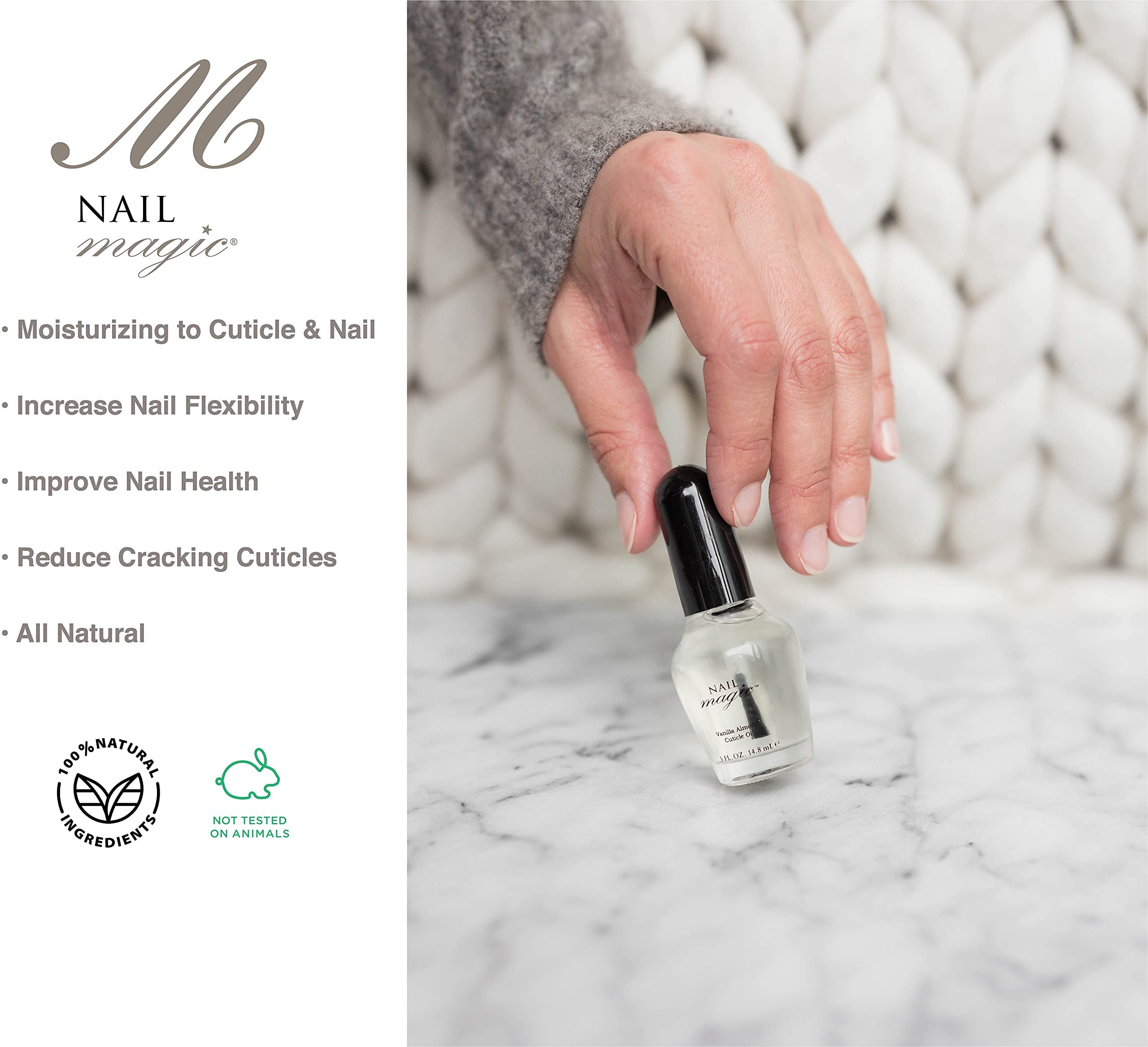 Nail Magic Hand & Cuticle Oil - Vanilla Almond Cuticle Oil - Natural Cuticle Oil, Nail health, Stronger Nails - 0.5 Fluid Ounce