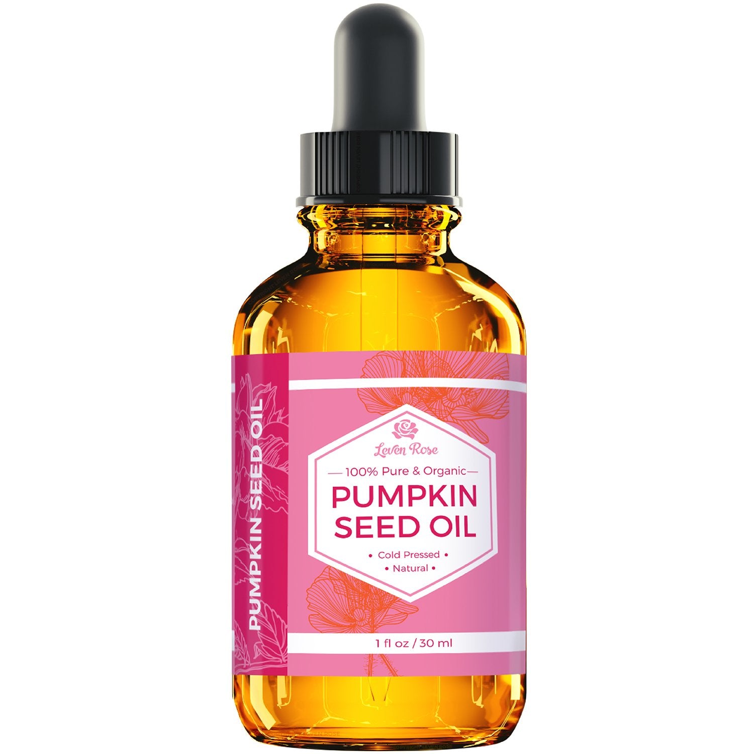 Leven Rose Organic Pumpkin Seed Oil For Hair Growth 1 Oz, 100% Pure, Cold Pressed Pumpkin Oil For Damaged Hair, Dry Skin And Nai