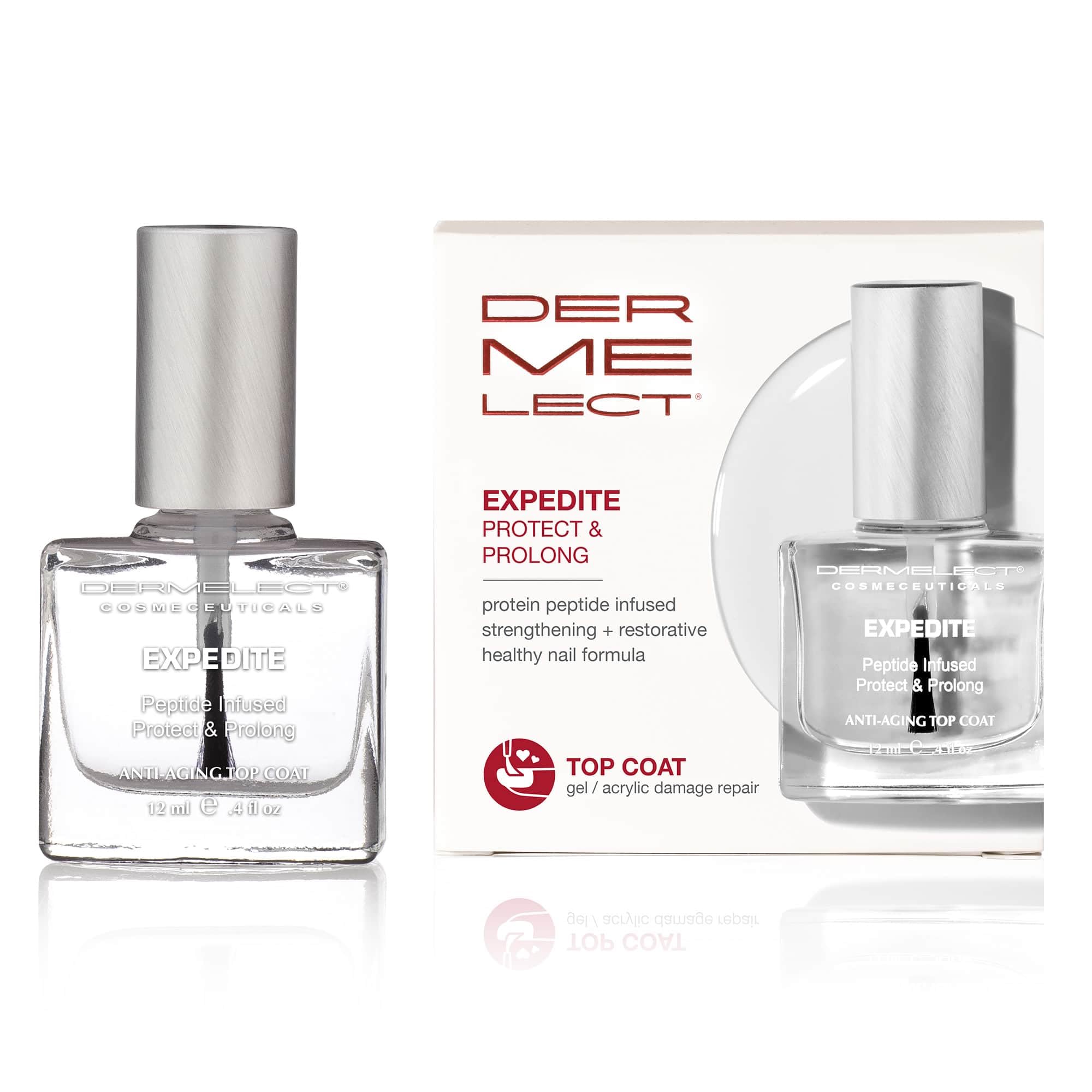 Dermelect Expedite Protect & Prolong Top Coat with Keratin Protein Peptides Strengthening, Hardening Protective High Shine, Quic