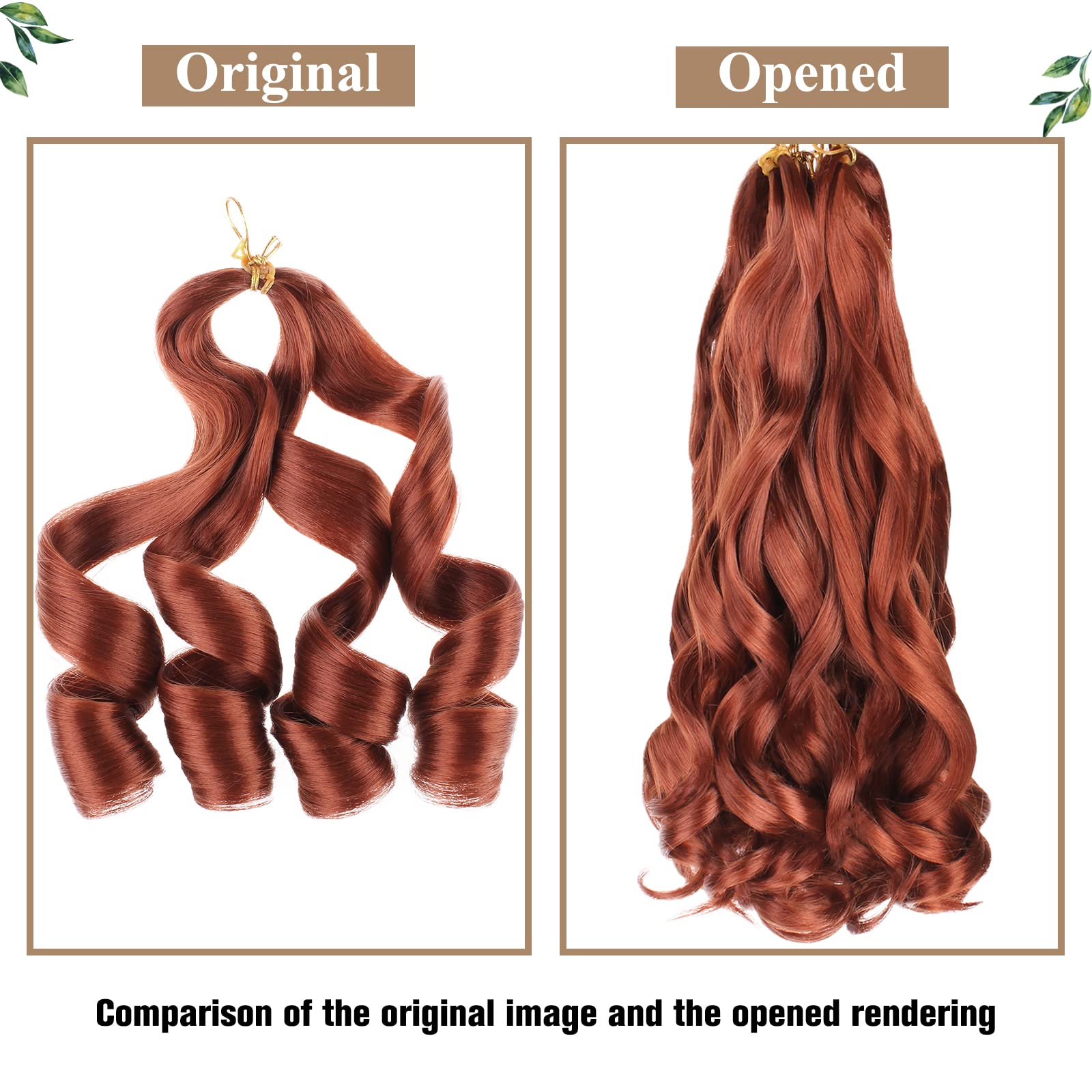 COOKOO 14 Inch 9 Packs Ginger French Curl Braiding Hair for Black Women Short Cooper Red Crochet Box Braids With Curly Wavy Ends