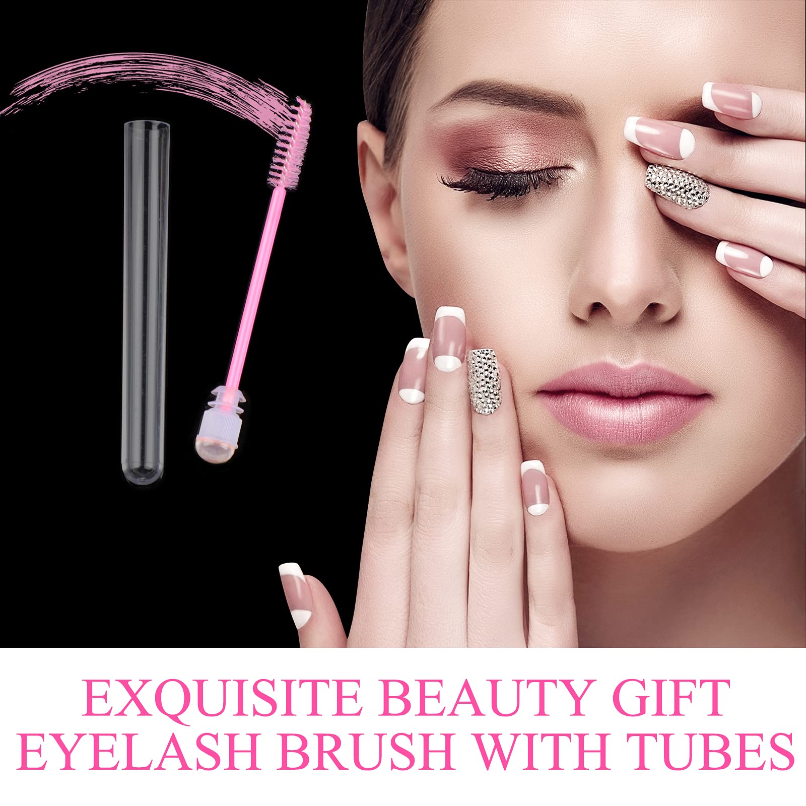 Dming 20 Pieces Disposable Mascara Brushes Eyelash Brush Wand Diamond Mascara Wands with Tube Makeup Tool Lash Spoolies Sanitary