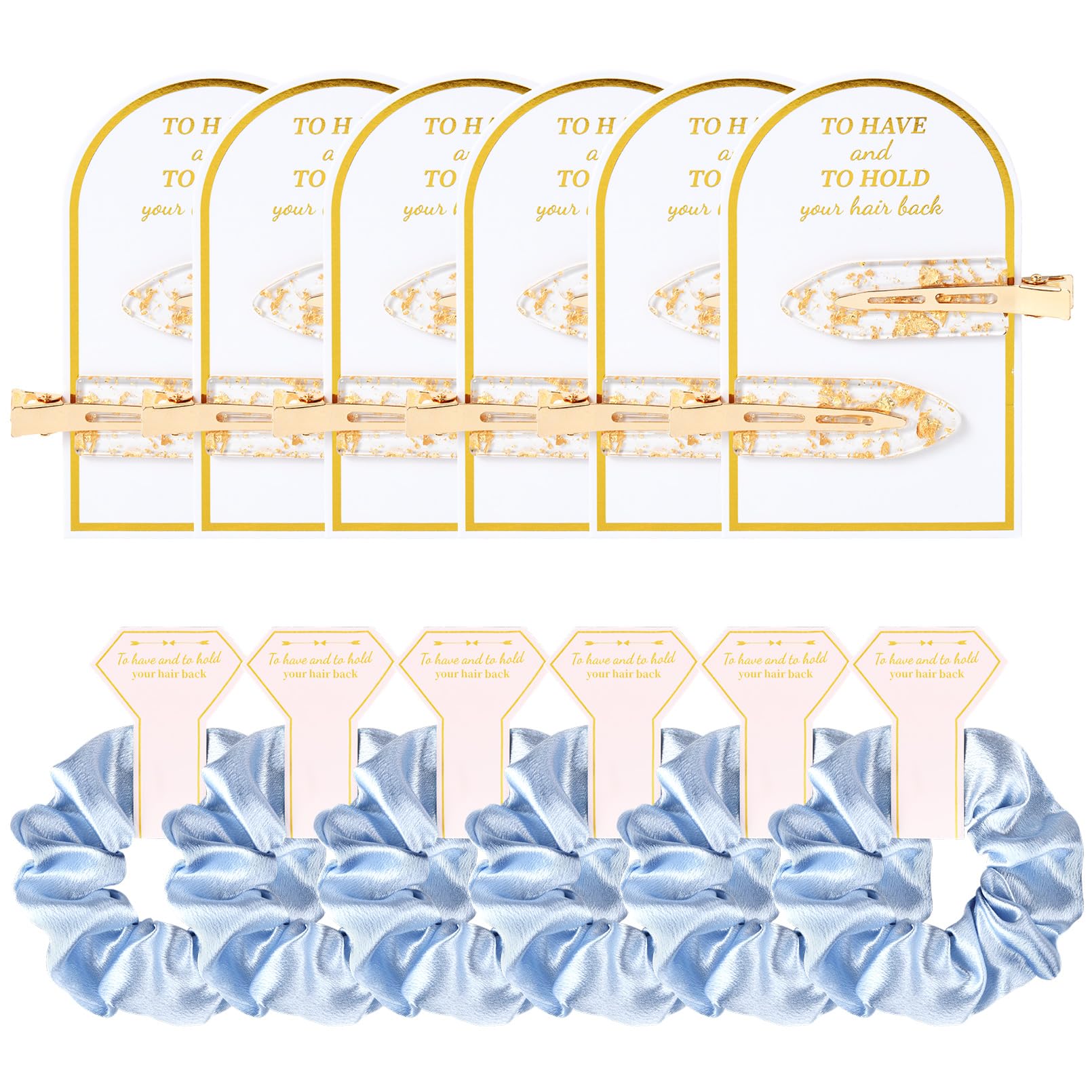 12 Pcs Silk Satin Soft Blue Hair Accessories - Bridesmaid Proposal Favors With Hair Clips, Scrunchies, And Bridal Shower Gifts F