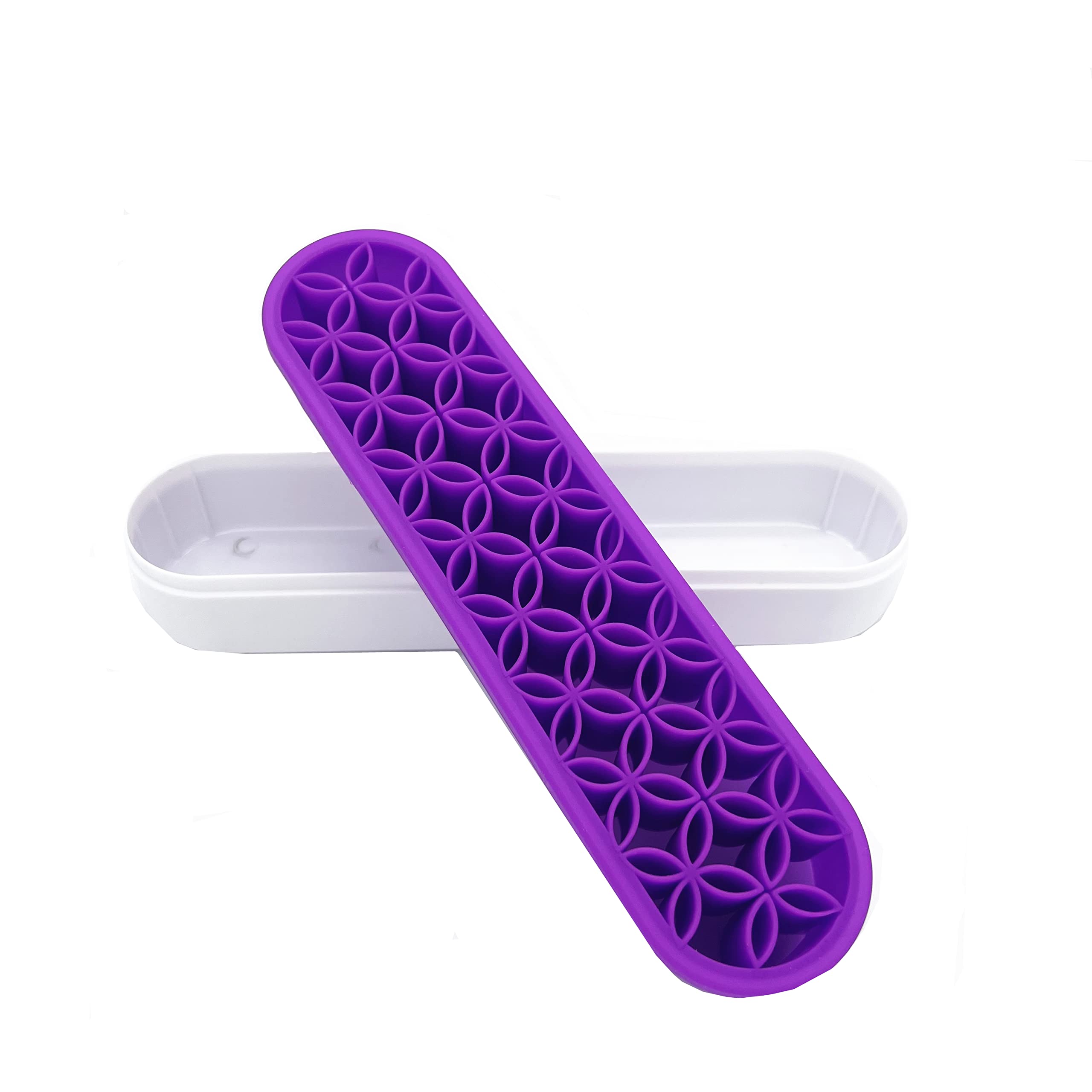 TANG SONG 2 PCS Silicone Make up Brush Holder Cosmetic Storage Box Desktop Organizers (Purple)
