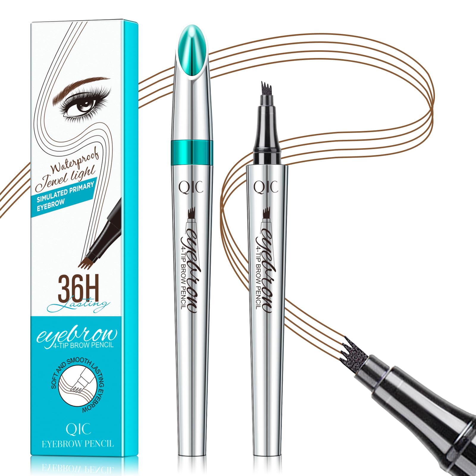 Eyebrow Pencil With 4 Tip Microblade For Natural Eyebrow Makeup Eyebrow Microblading Pen Waterproof &Smudge-Proof (1# Light Brow