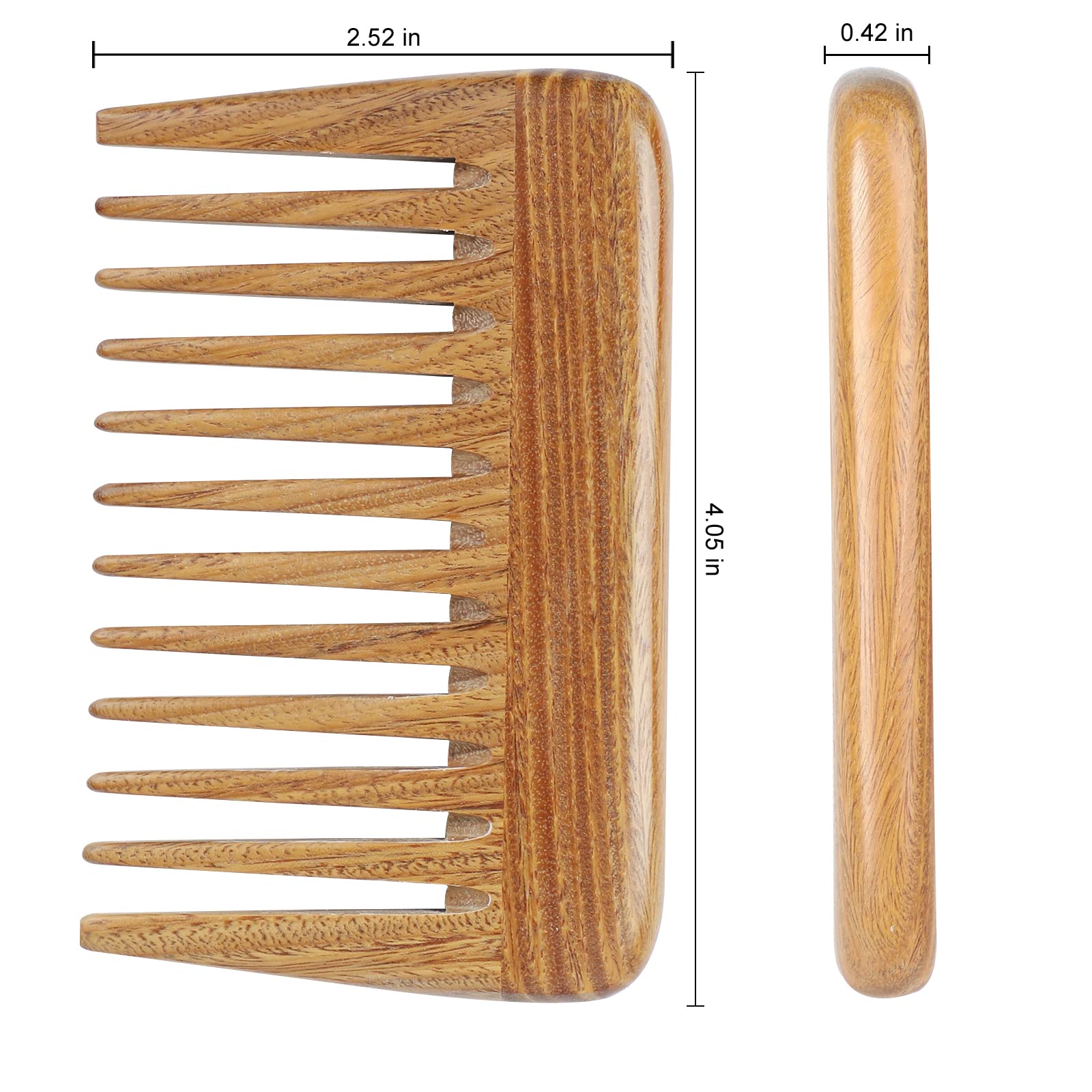 Onedor Sandalwood Hair Comb - Extra Wide Tooth Mini Pocket Comb, Anti-Static, Natural Brown, Model HA-539