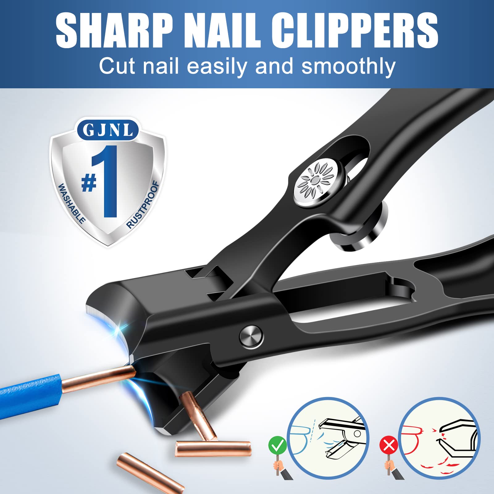 Wide Jaw Toenail Clippers With Catcher - Popular No Splash Nail Clippers For Men Seniors Thick Nails, Anti-Splash Ultra Sharp Me