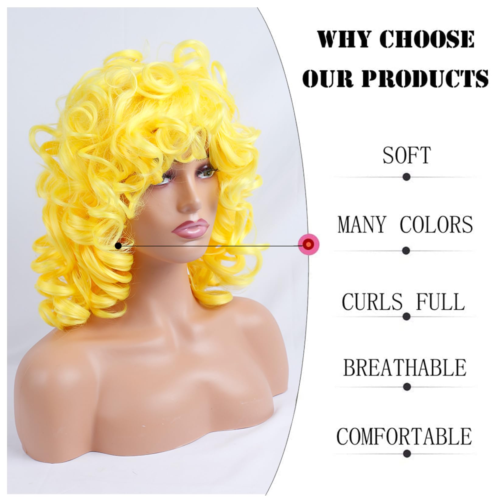 Kavsni Golden Yellow Curly Wig For Black Women Full And Soft For Chica Cosplay Patti Mayo Halloween Costume Excellent Wig For Pe