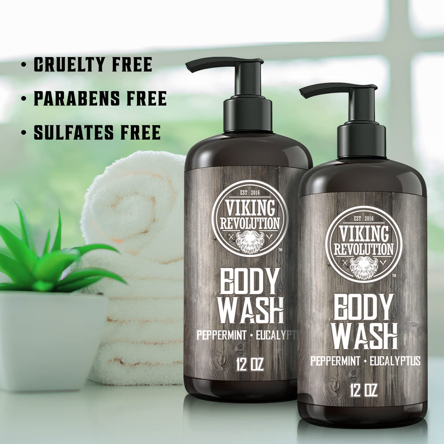 Viking Revolution Men'S Body Wash - Eucalyptus Peppermint Body Wash For Men - Mens Natural Body Wash With Vitamin E And Rosemary