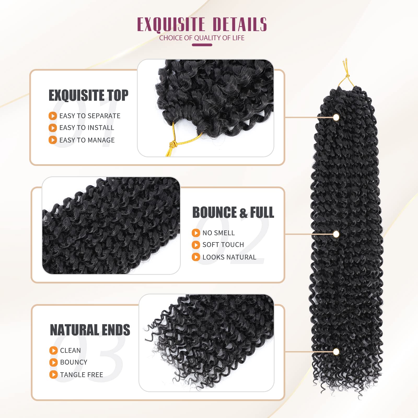 Dansama Passion Twist Hair Water Wave Braiding Hair For Butterfly Style Crochet Braids Bohemian Hair Extensions (18Inch, #2, Eco