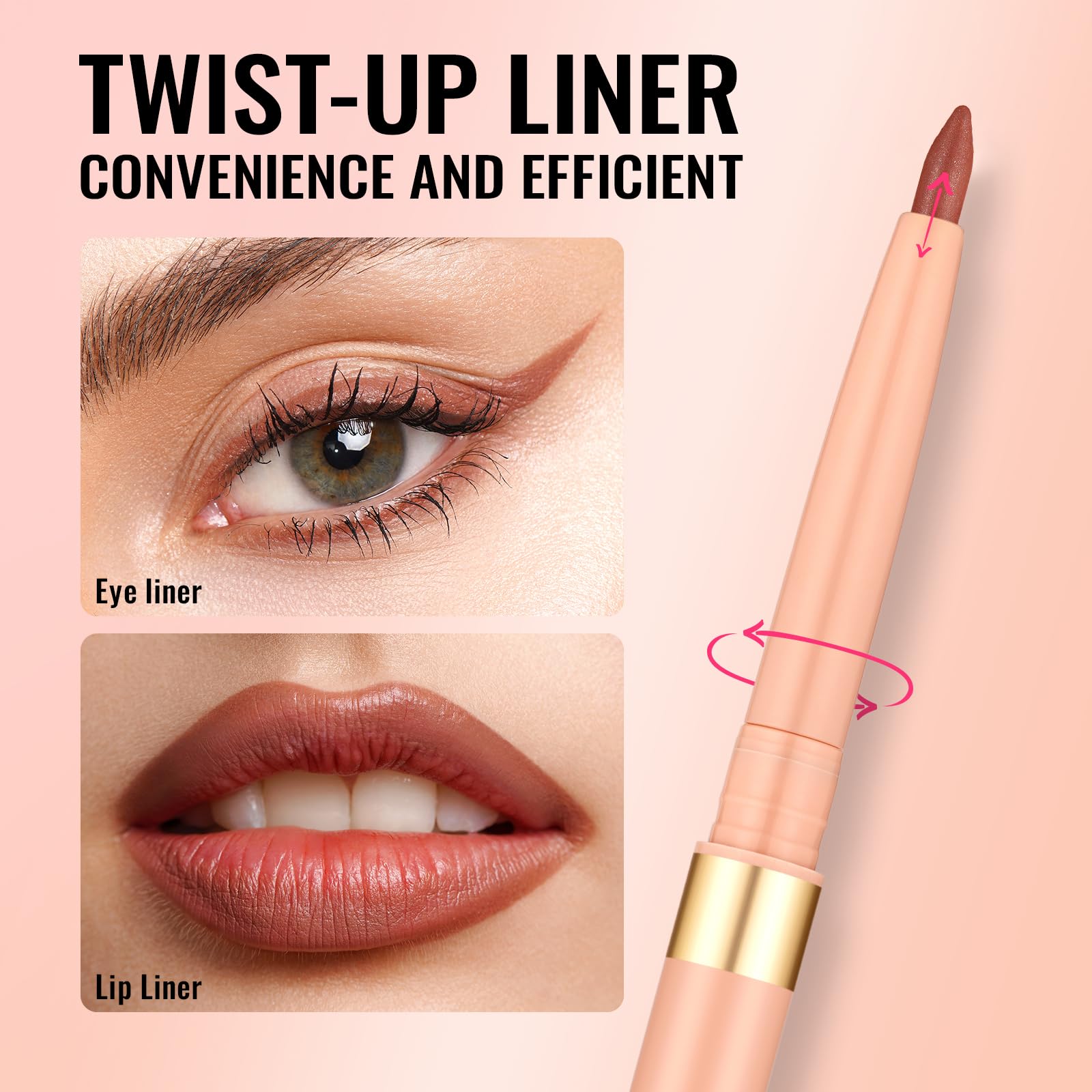 Oulac Brown Lip Liner Pencil, Waterproof Retractable Lipliner Crayon, Smooth, Long-Lasting And Waterproof Formula, Contour Your