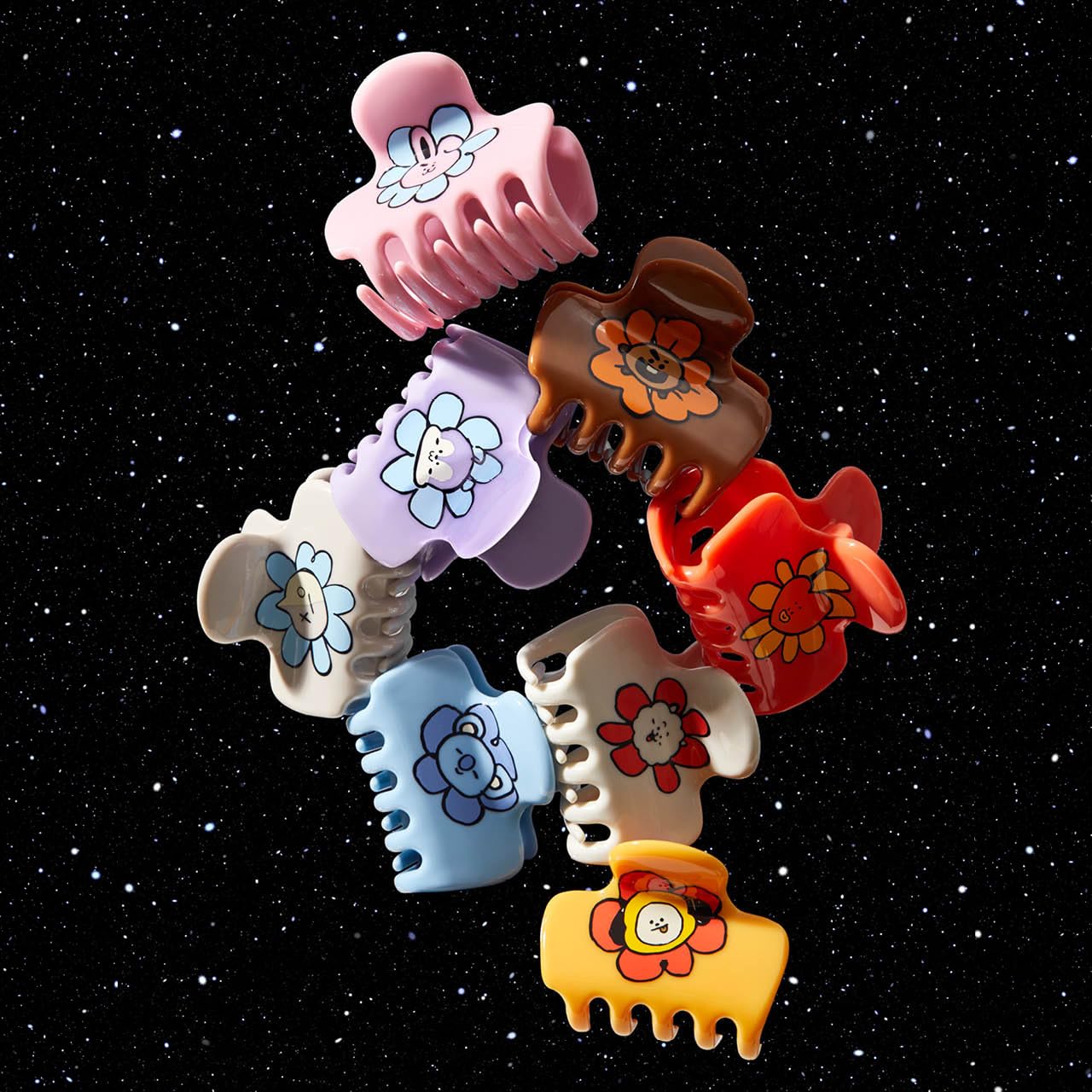 BT21 x Kitsch Recycled Plastic Puffy Medium Hair Clips for Women - Medium Claw Clips for Thin Hair | Claw Hair Clips for Short H
