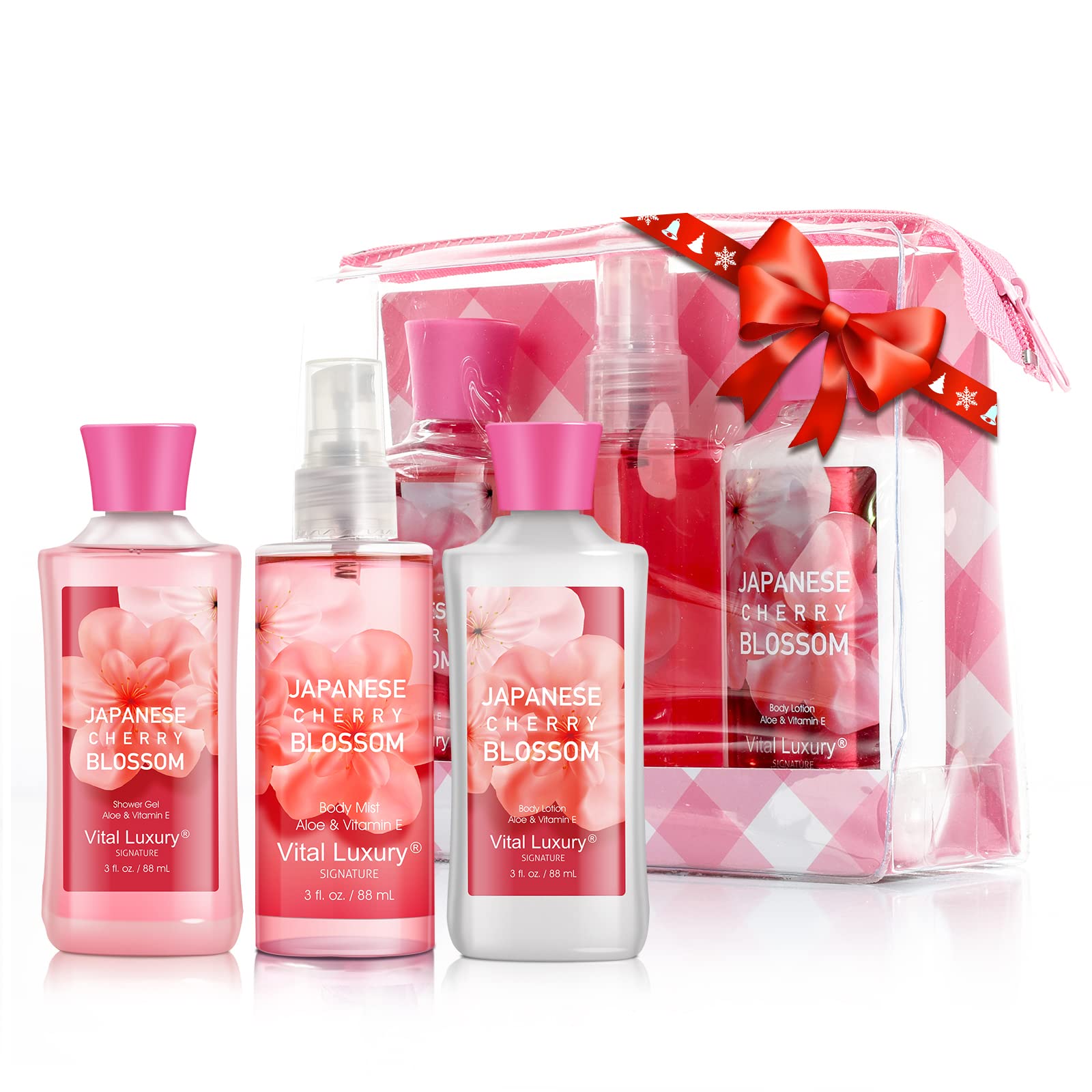 Vital Luxury Bath & Body Care Travel Set - Home Spa Set With Body Lotion, Shower Gel And Fragrance Mist, Personal Body Care Trav