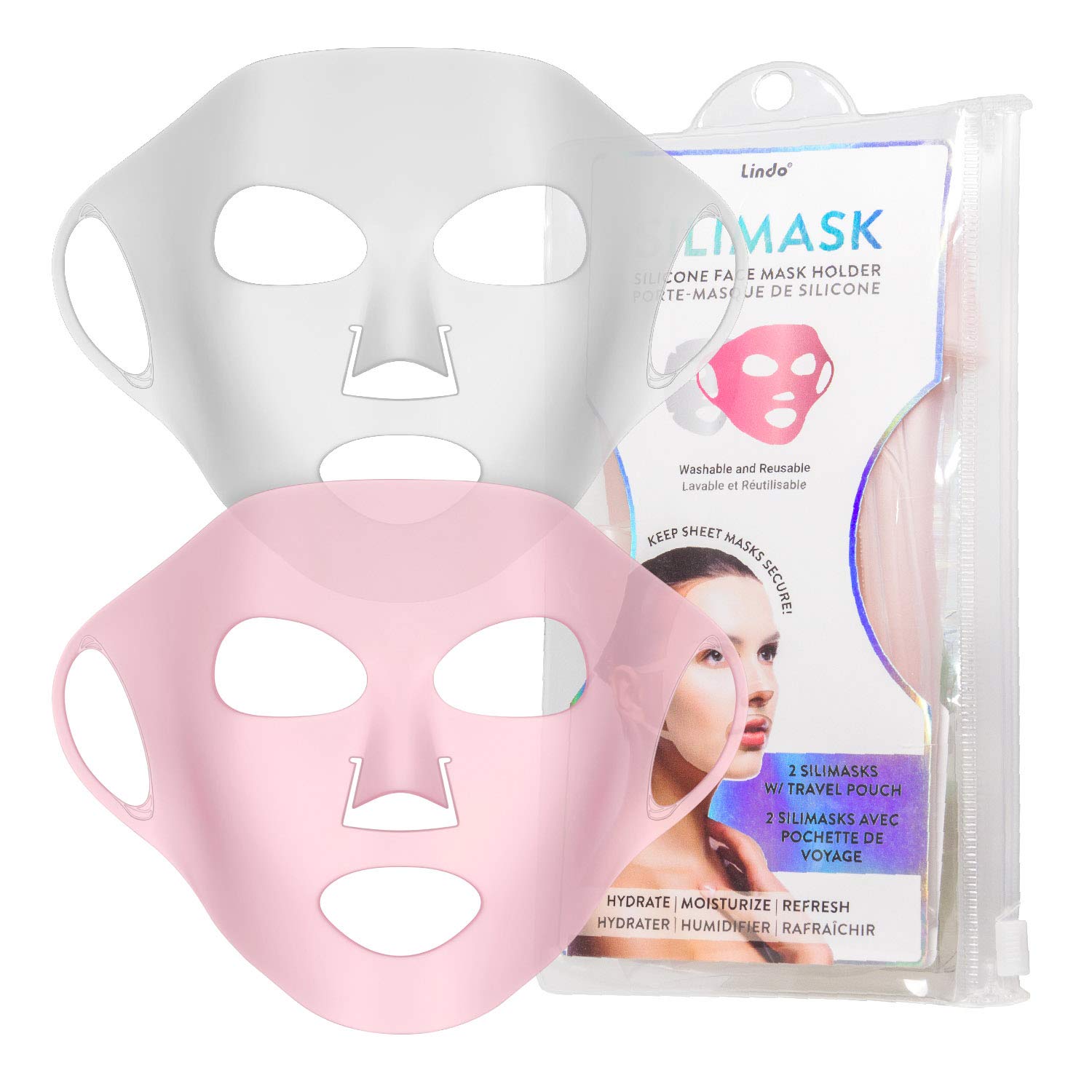 Lindo Silimask - Reusable Anti-Wrinkle Silicone Face Mask Holder For Sheet Masks, Moisturizing Facial Mask Cover, Prevent Evapor