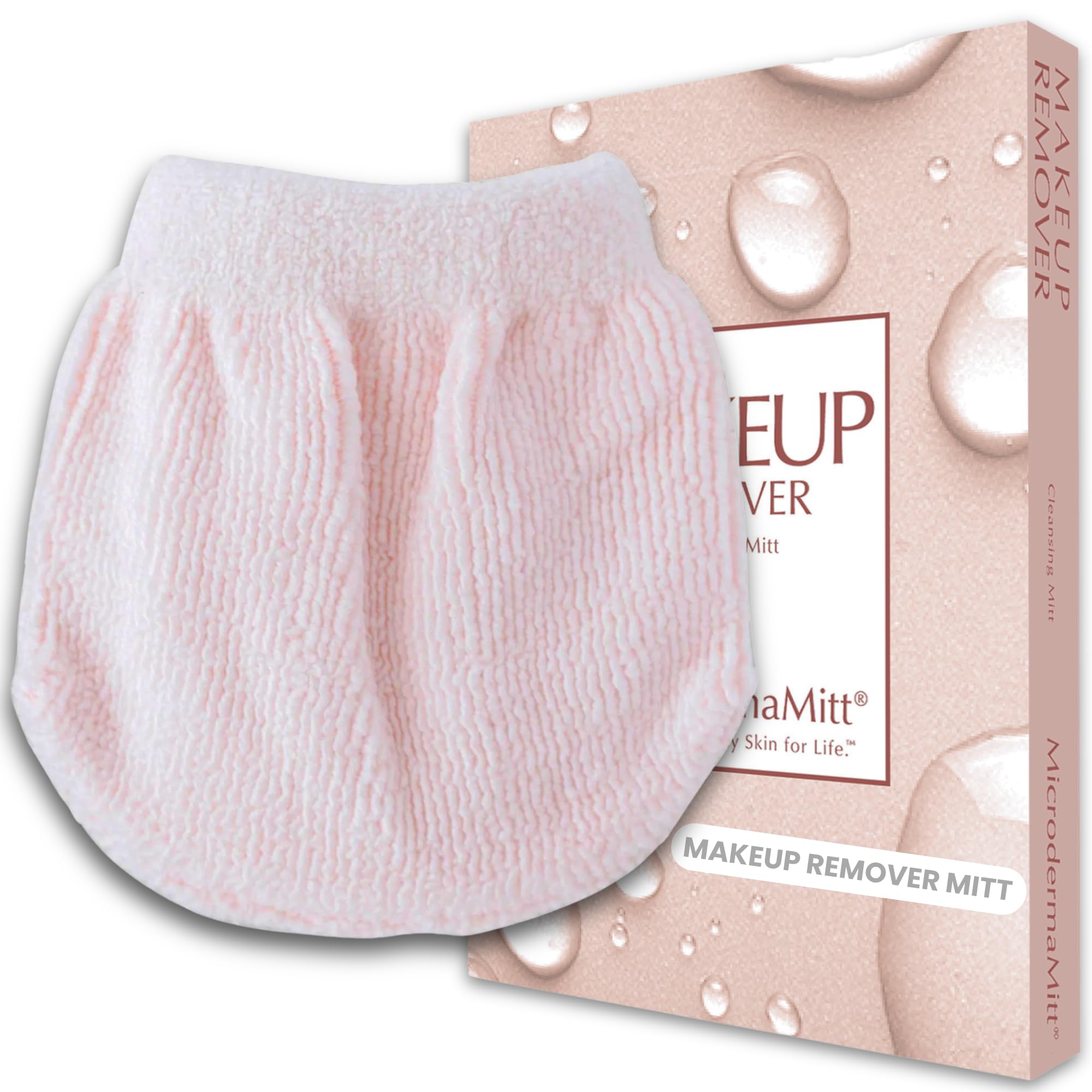 Microdermamitt Reusable Microfiber Makeup Remover & Face Cleaning Cloth Mitt - Wipe Off Makeup With Just Water! - Erases Waterpr