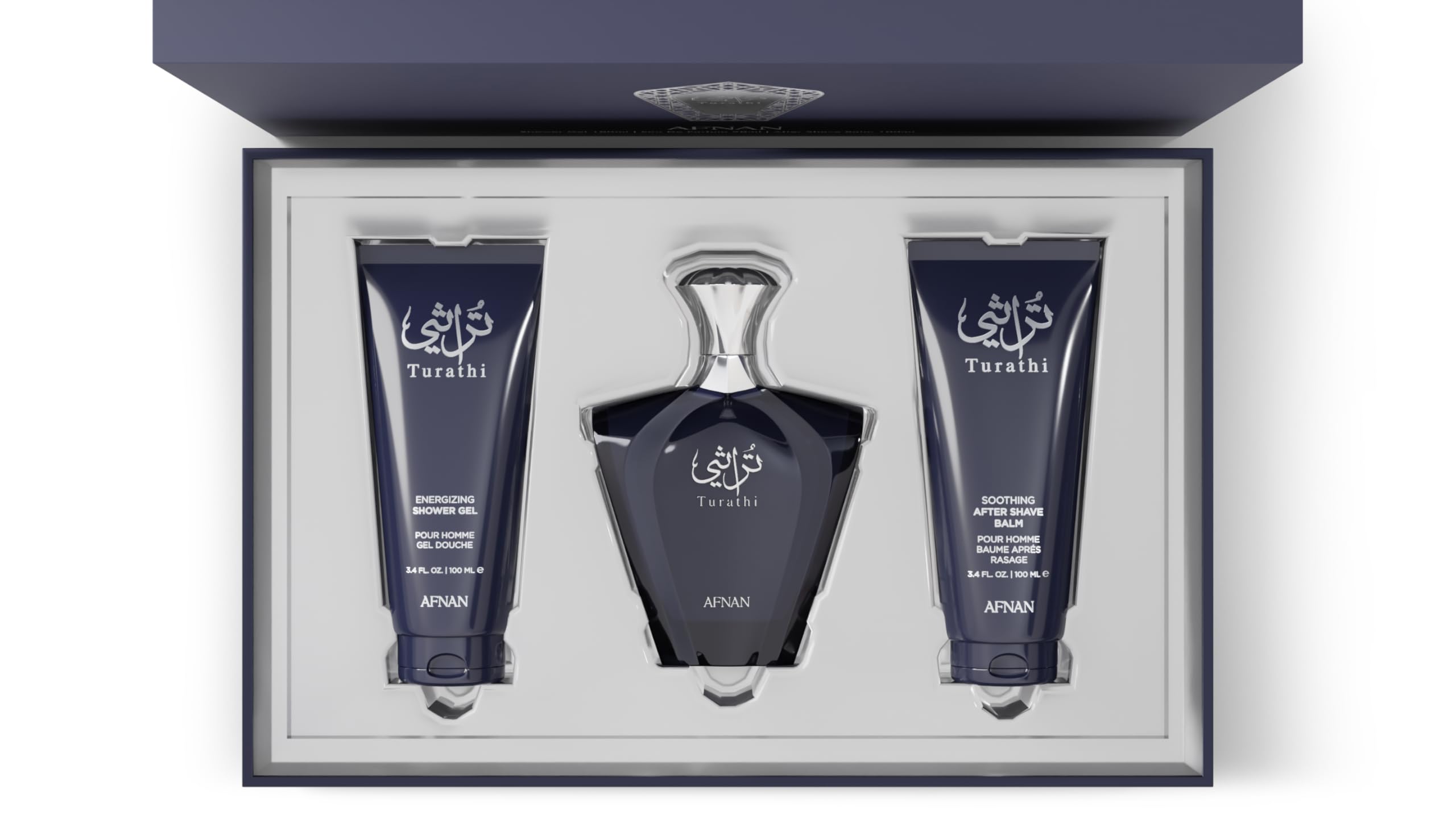Afnan Turathi Homme Blue Gift Set - Eau De Parfum 100Ml + Shower Gel 100Ml + After Shave 100Ml - Luxurious Perfume Gift Set For