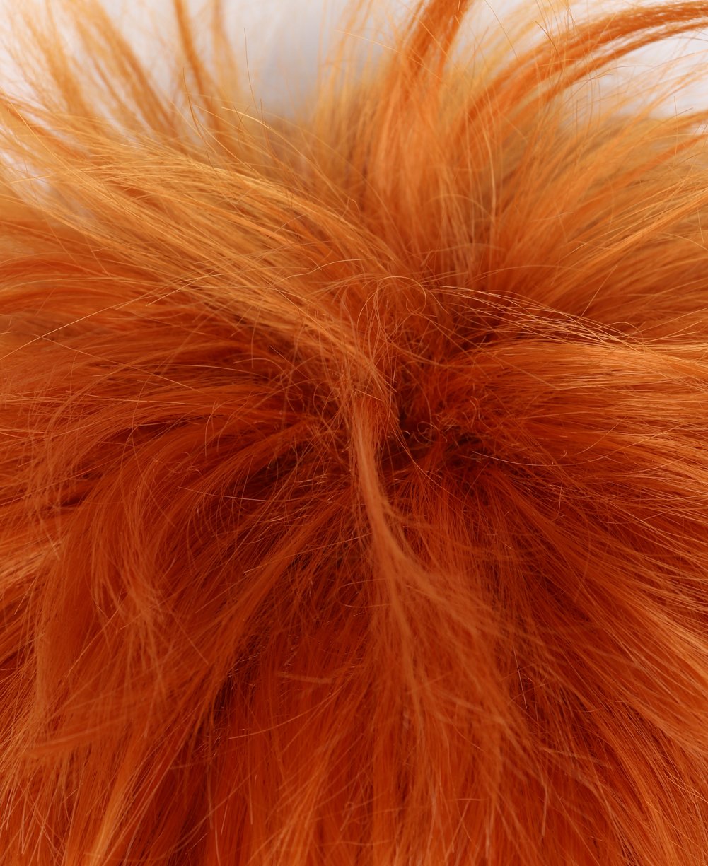 Linfairy Unisex Short Straight Orange Red Cosplay Wig Halloween Costume Full Wig for Men