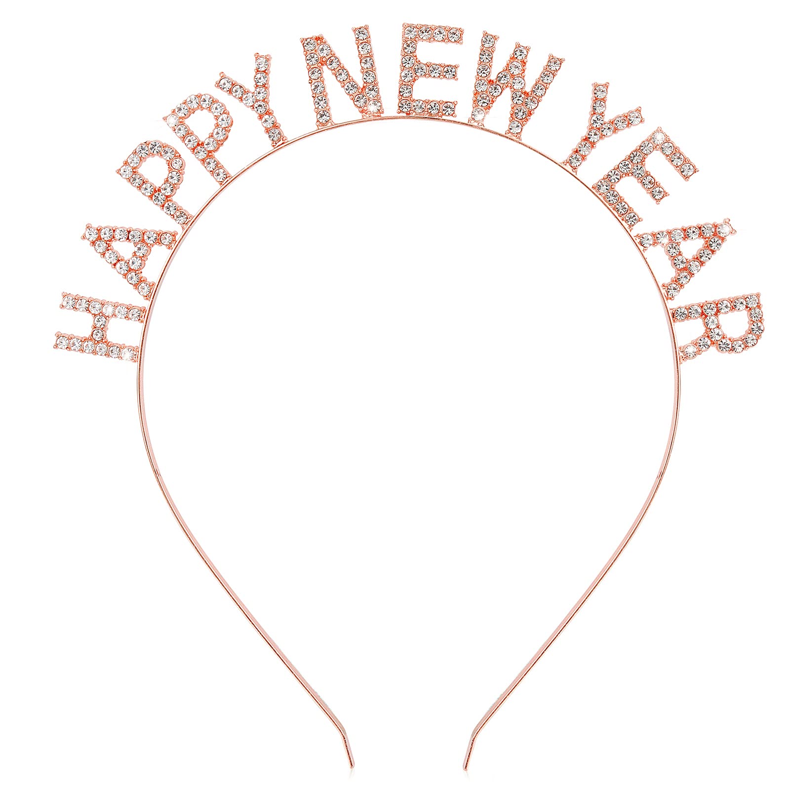 CIEHER Happy New Year Headband Hairbands Rose Gold Crystal Merry Christmas Crown Hair Hoop Headpiece New Years Eve Party Supplie