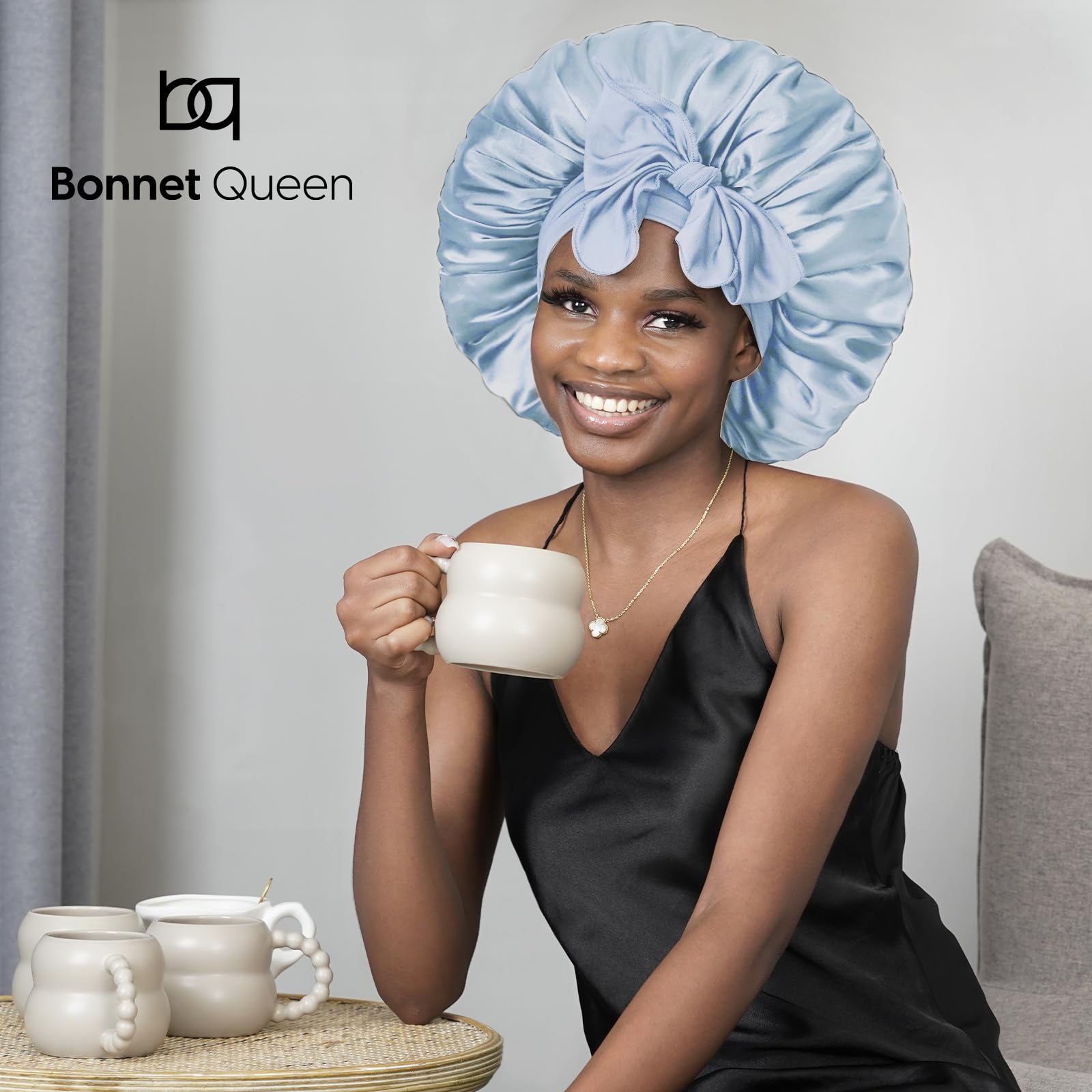BONNET QUEEN Silk Bonnet for Sleeping Women Satin Bonnet Hair Bonnet Large Bonnet Night Sleep Cap Scarf wrap for Curly Hair with