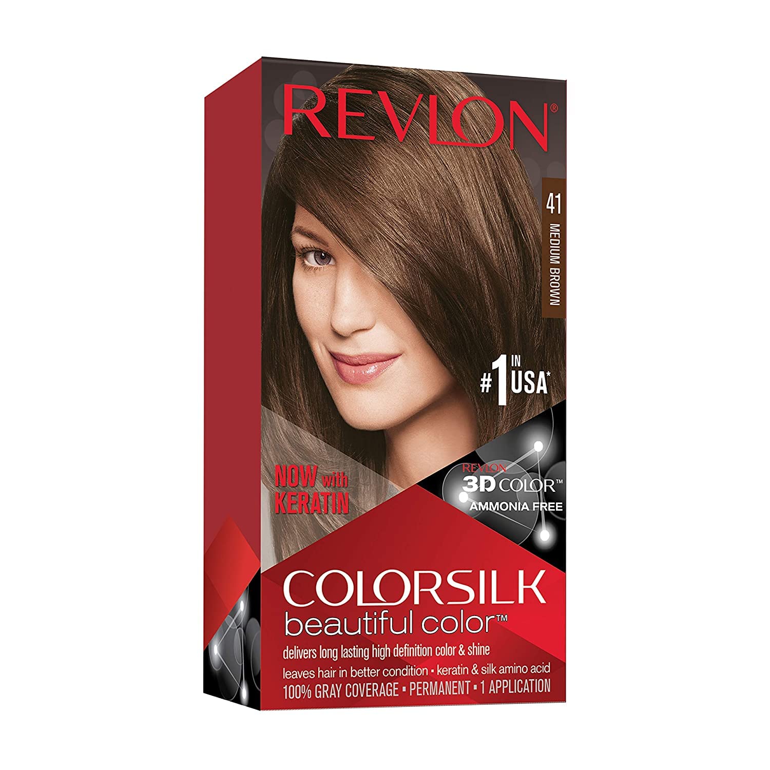 Revlon ColorSilk Beautiful Color 41 Medium Brown 1 ea (Pack of 4)