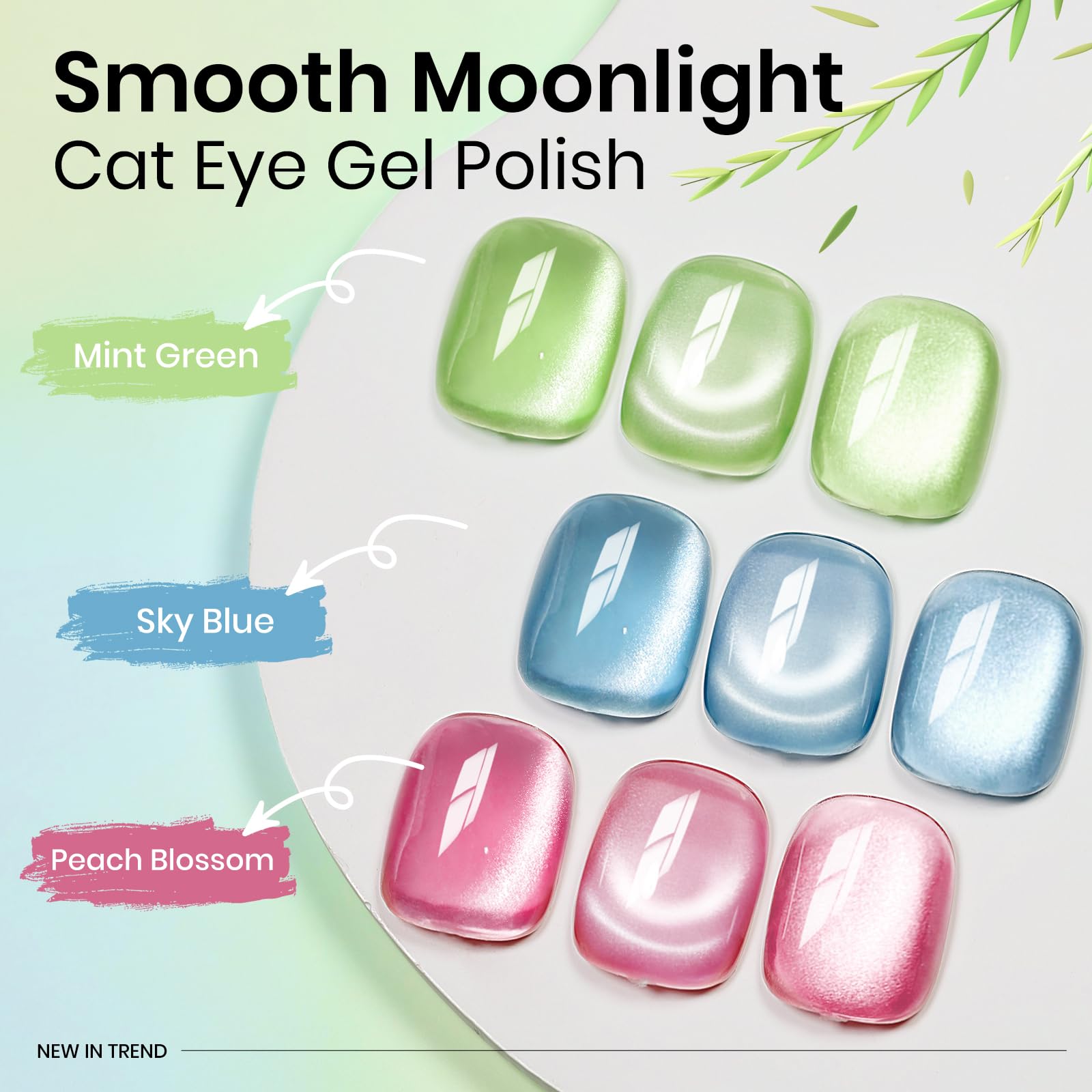 Mizhse Cat Eye Gel Nail Polish Moonlight Magnetic Gel Polish With Magnet Stick Crystal Green Magnetic Gel Nail Polish Cat Magnet