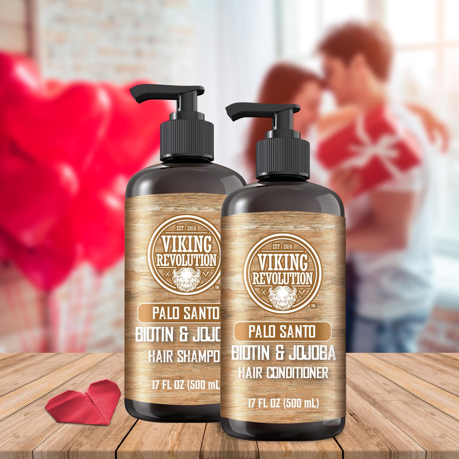 Viking Revolution Palo Santo Mens Shampoo and Conditioner Set with Biotin and Jojoba Oil - Natural Hair Shampoo and Hair Conditi