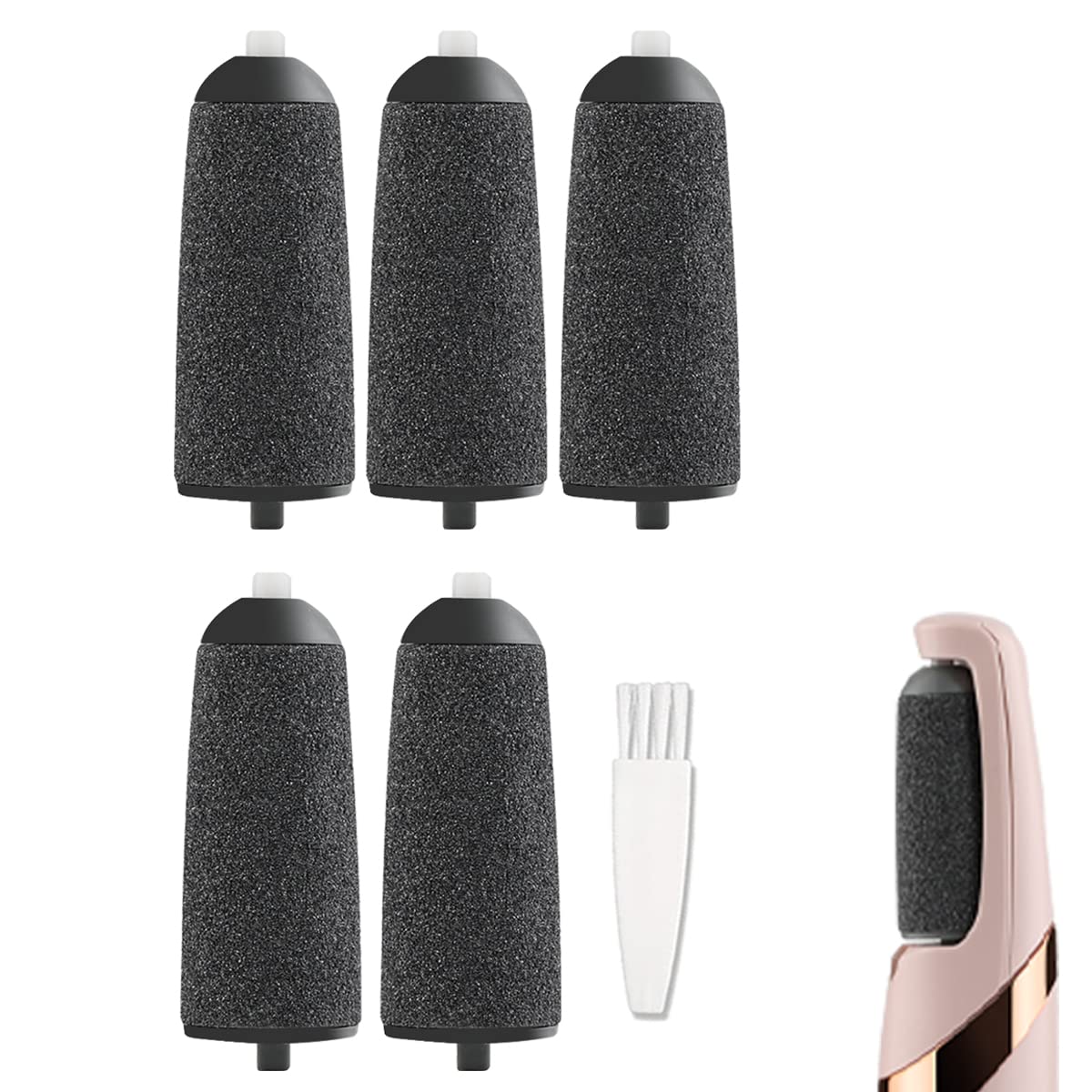 5 Pack Black Coarse Replacement Roller Refills Compatible with Finishing Touch Flawless Pedi Electric Tool File Include a Cleani