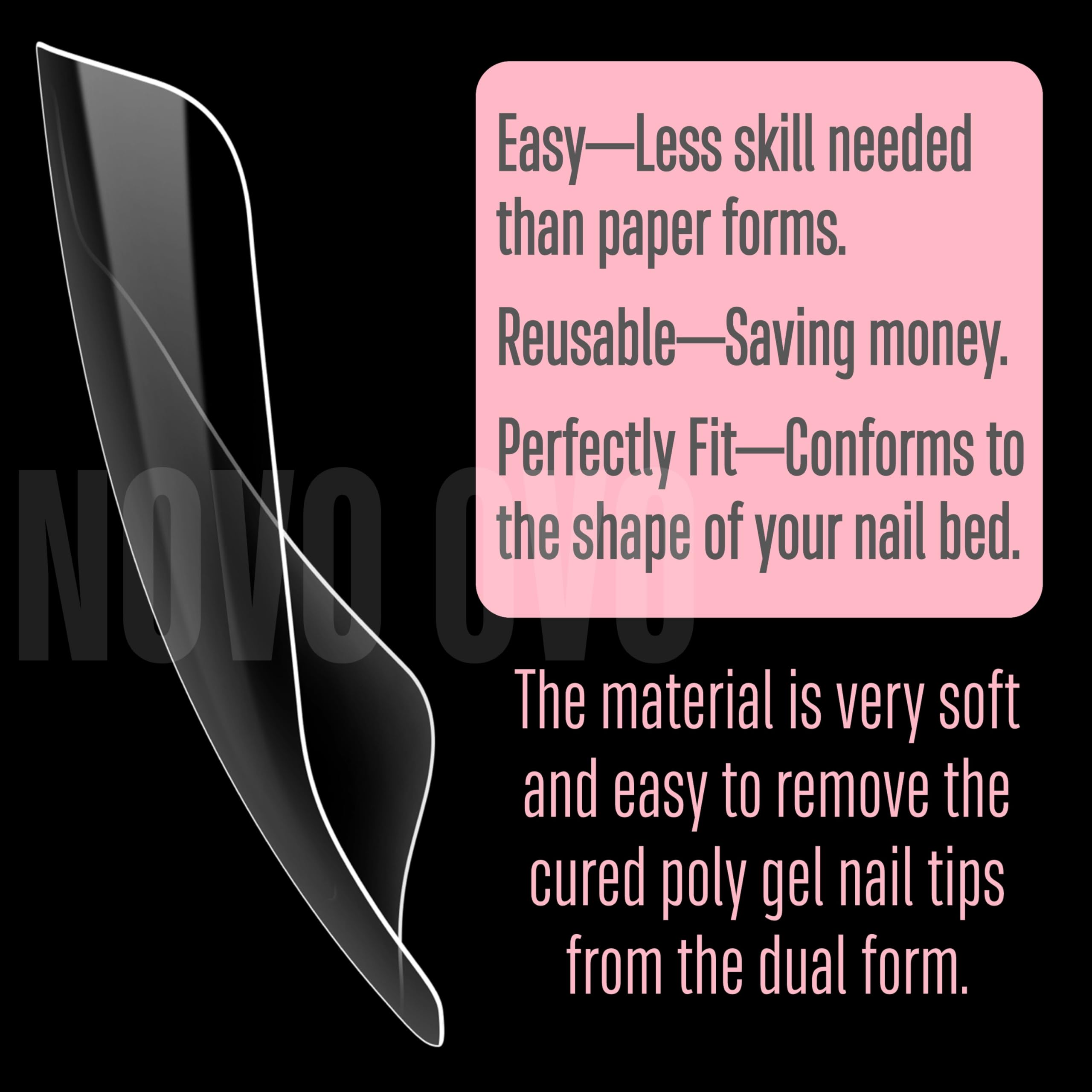 Novo Ovo 240 Pcs Duck Nail Dual Forms For Poly Gel Toenail Extension, Reusable Full Cover Molds For French Tip Acrylic Duckies,