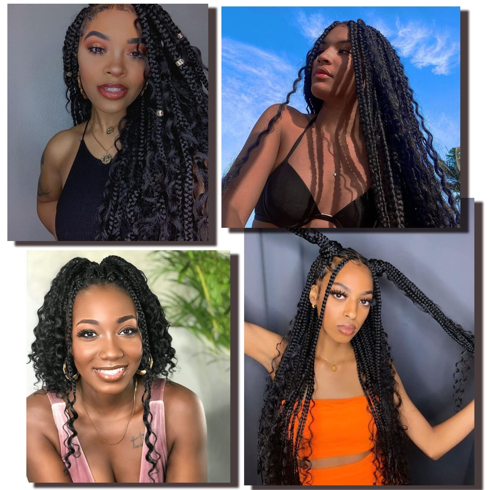 Liang Dian 8 Packs Box Braids Crochet Hair With Curly Ends 14 Inch Goddess Box Braids Boho Crochet Hair Pre Looped Crochet Hair