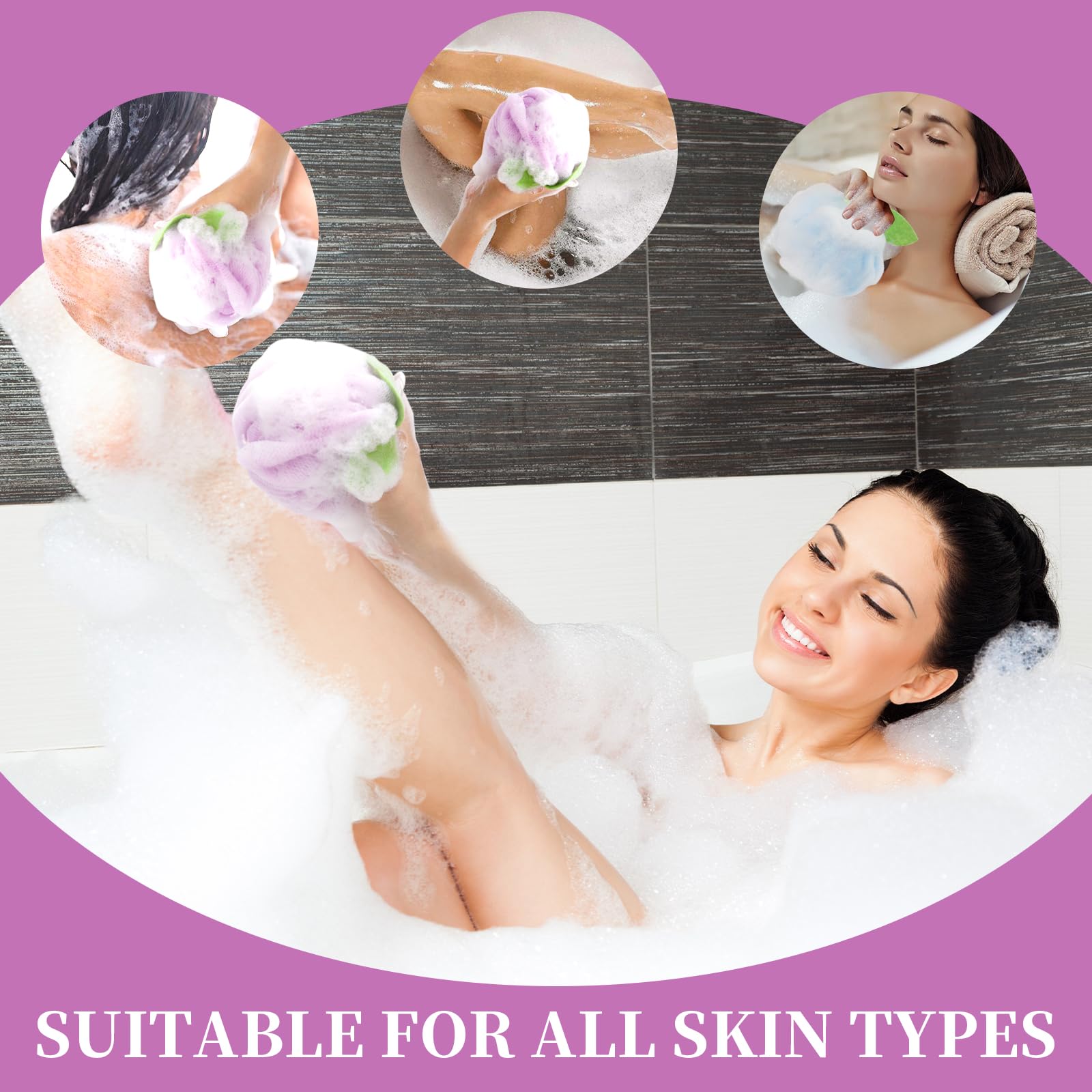 Farmoga Bath Loofah Shower Sponge Back Body Scrubber Soft Mesh Shower Puff Loofa Bath Sponge For Women & Men Exfoliating Bathing