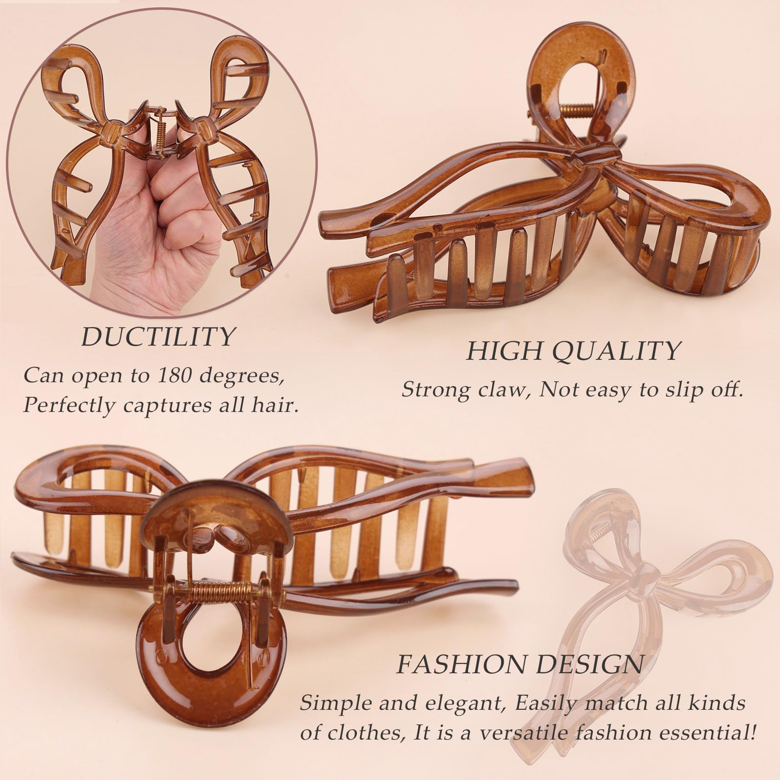 3 Pcs Bow Hair Clips Elegant Hair Claw Butterfly Hair Accessories For Girls Nonslip Butterfly Clips Hair Styling Accessories For