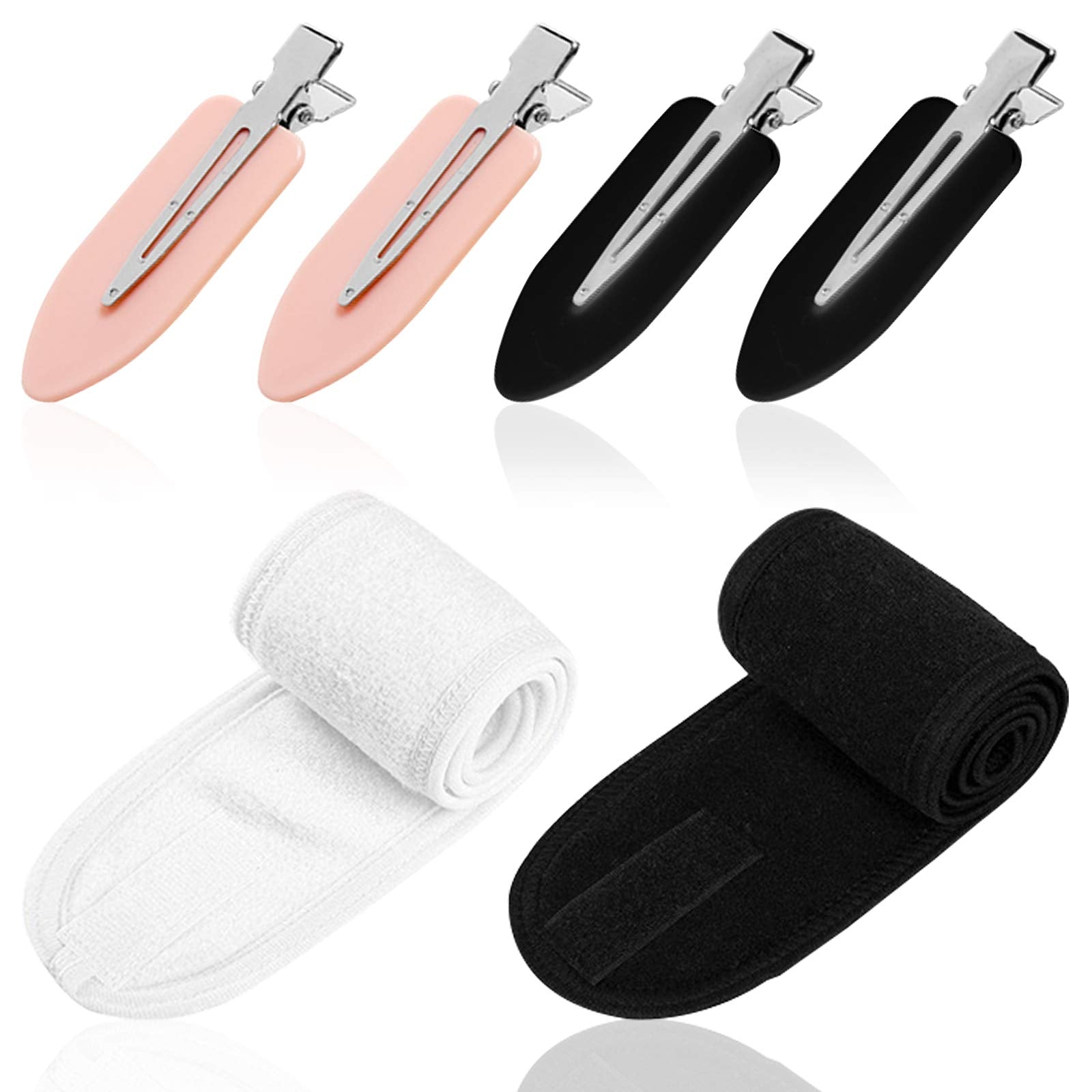 Set Of 6, No Bend Hair Clips & Facial Spa Headband, Sourceton 4 Pcs No Bend Hair Clips And 2 Pcs Makeup Shower Bath Wrap Sport H