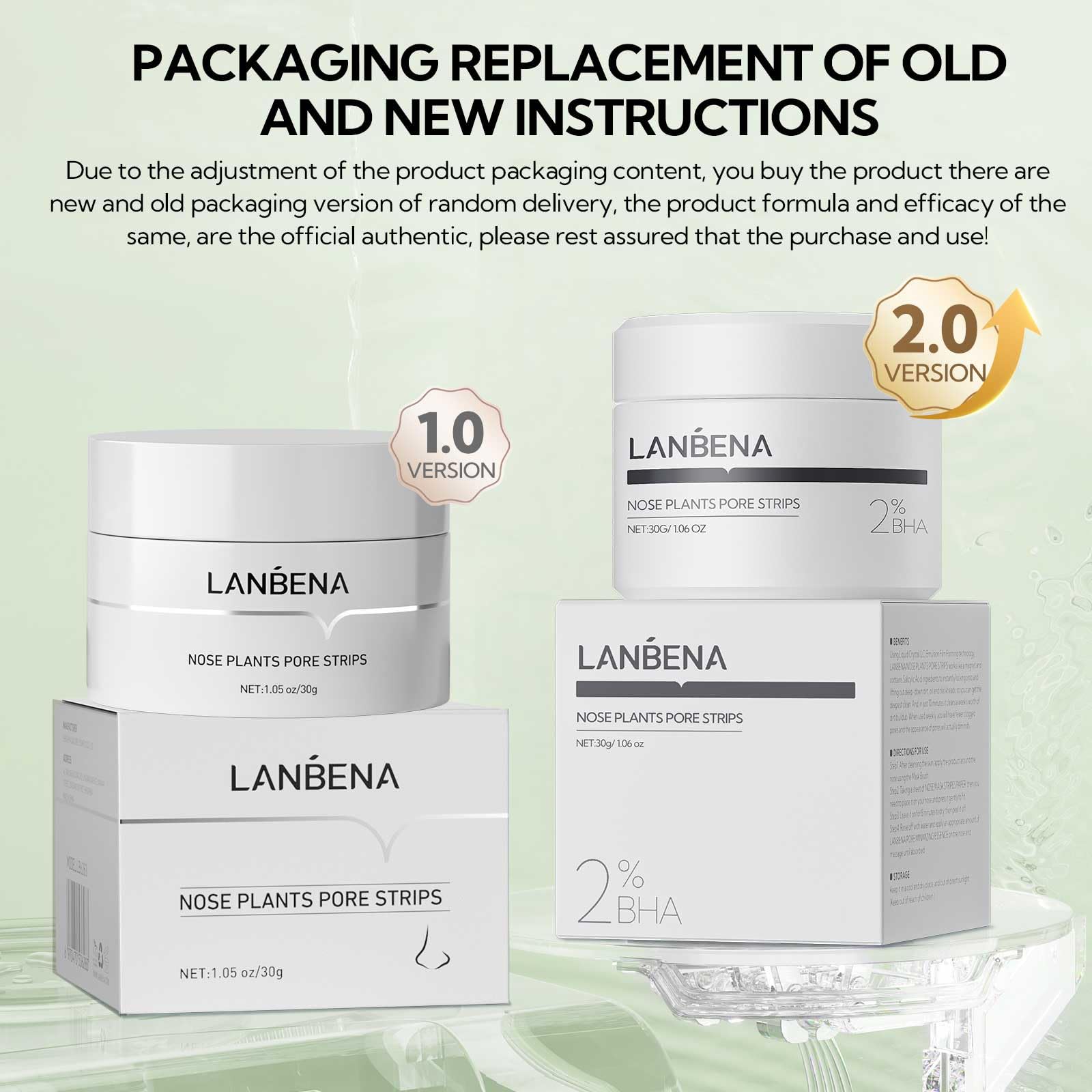 Lanbena Blackhead Remover, Nose Pore Strips For Blackheads, Black Head Remover Mask For Face, Puntos Negros, 30G+60Pcs Paper
