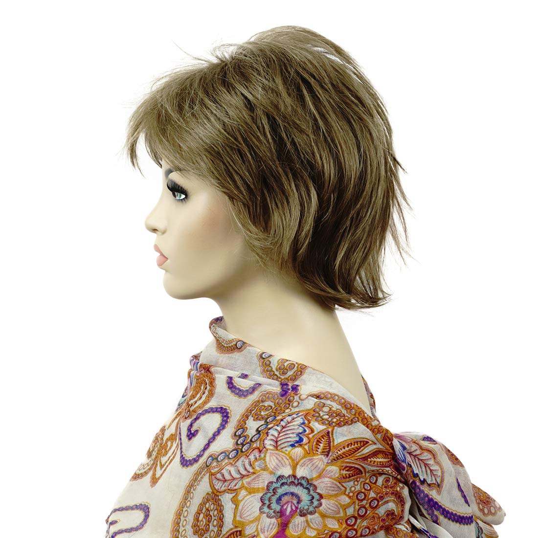 Lydell Short Layered Shaggy Full Synthetic Wigs (Light Golden Brown)