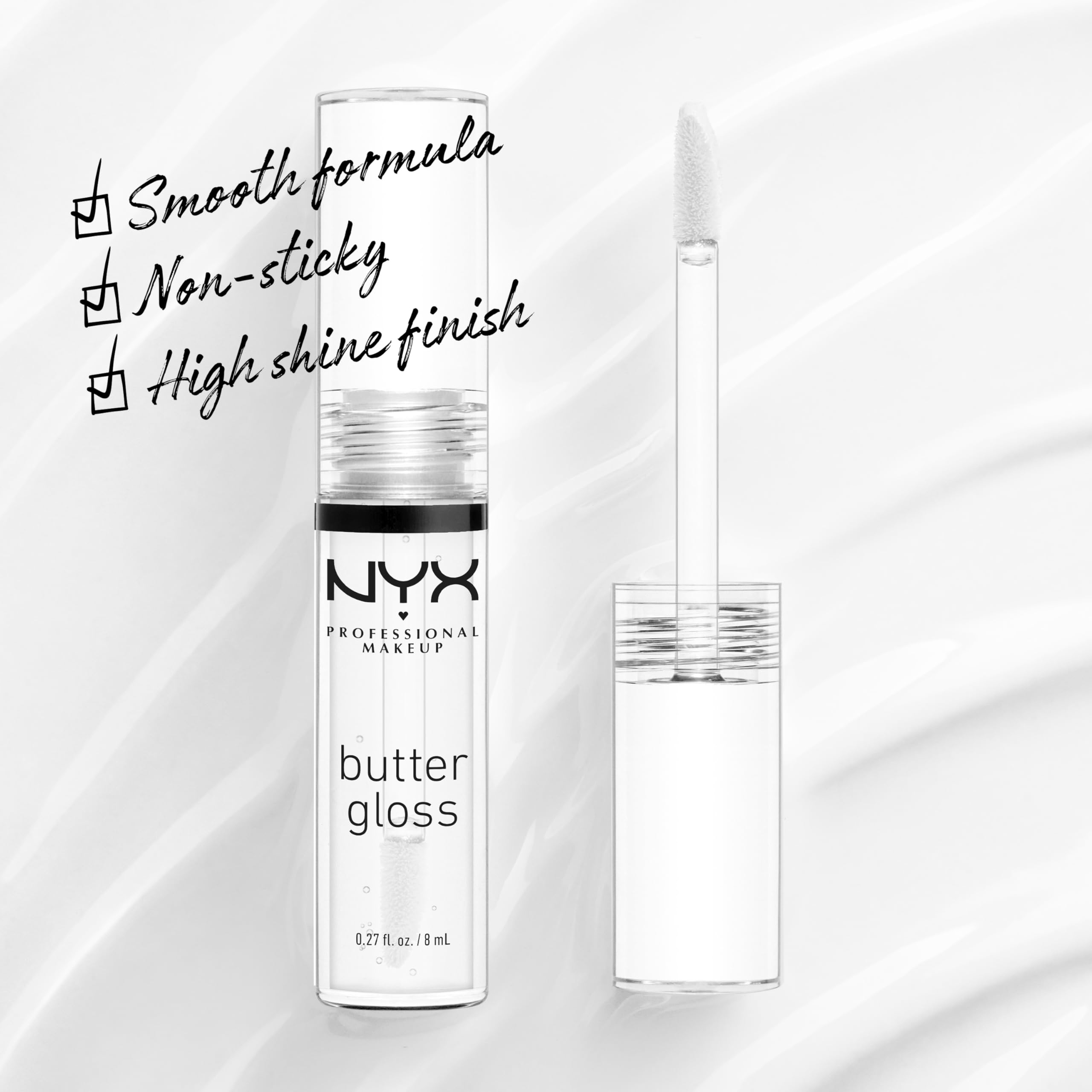 Nyx Professional Makeup Butter Gloss, Non-Sticky Lip Gloss - Sugar Glass (Clear)