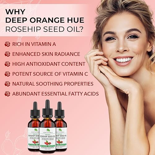 Jeune Naturelle Rosehip Oil Organic, From Fruit & Seeds, Pure, Raw, Virgin, Cold Pressed, Undiluted Body Oil For Skin Care, For