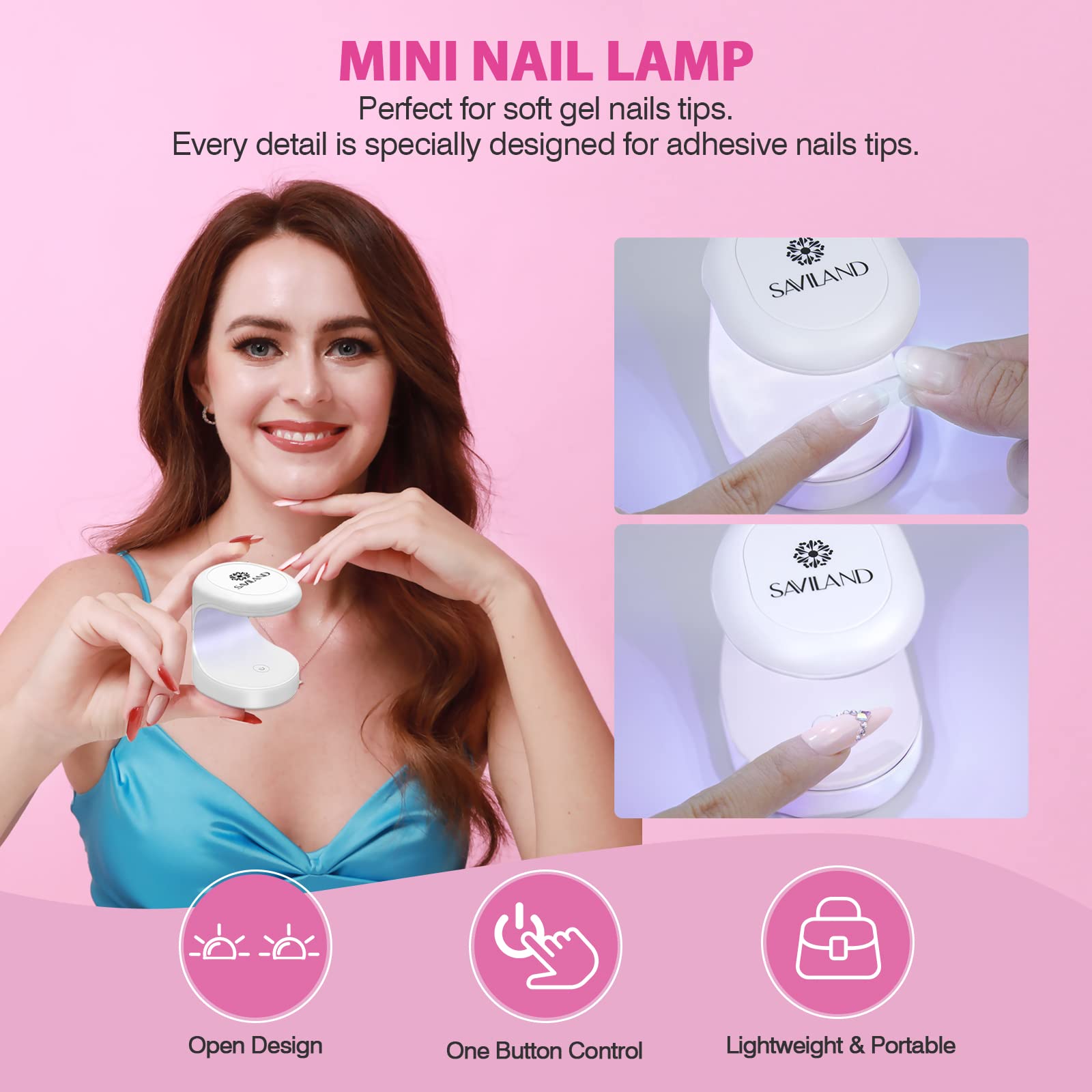 Saviland Almond Gel X Nail Kit - Nail Drill Kit U V Lamp For Nail 500Pcs Nail Tips And Glue Gel Kit Easy Use Manicure Tool For N