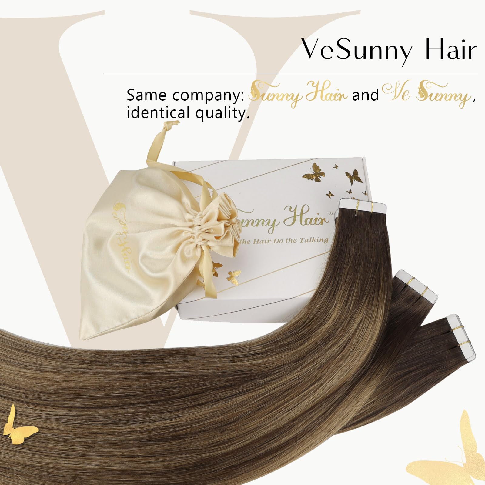 Ve Sunny Tape In Hair Extensions Human Hair Brown Balayage Tape In Human Hair Extensions Chocolate Brown Mix Caramel Blonde Bala
