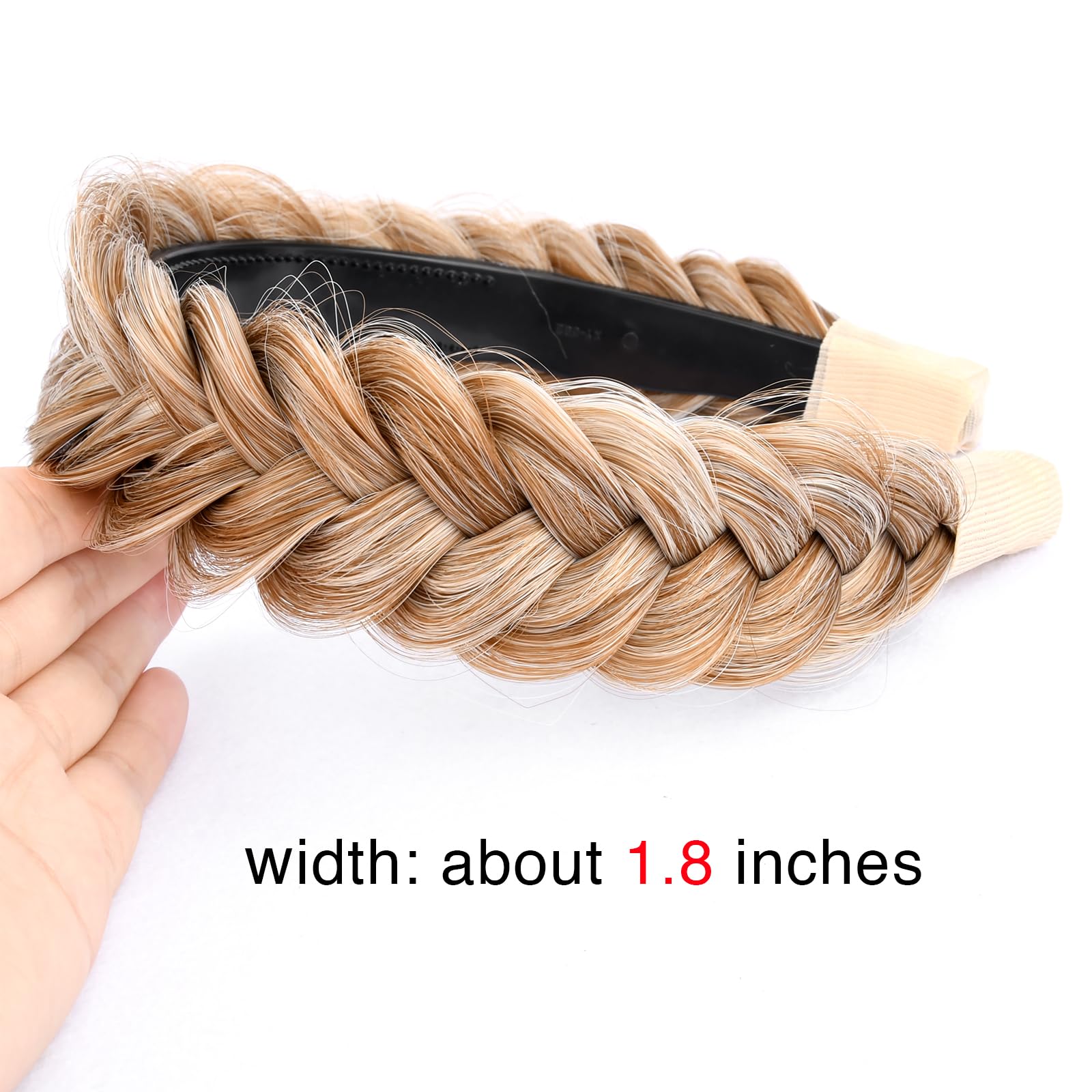 Gledola Braided Headband With Teeth Braids Hairband With Tooth Synthetic Hair Band Plaited Hairband For Women (Sandy Blonde)