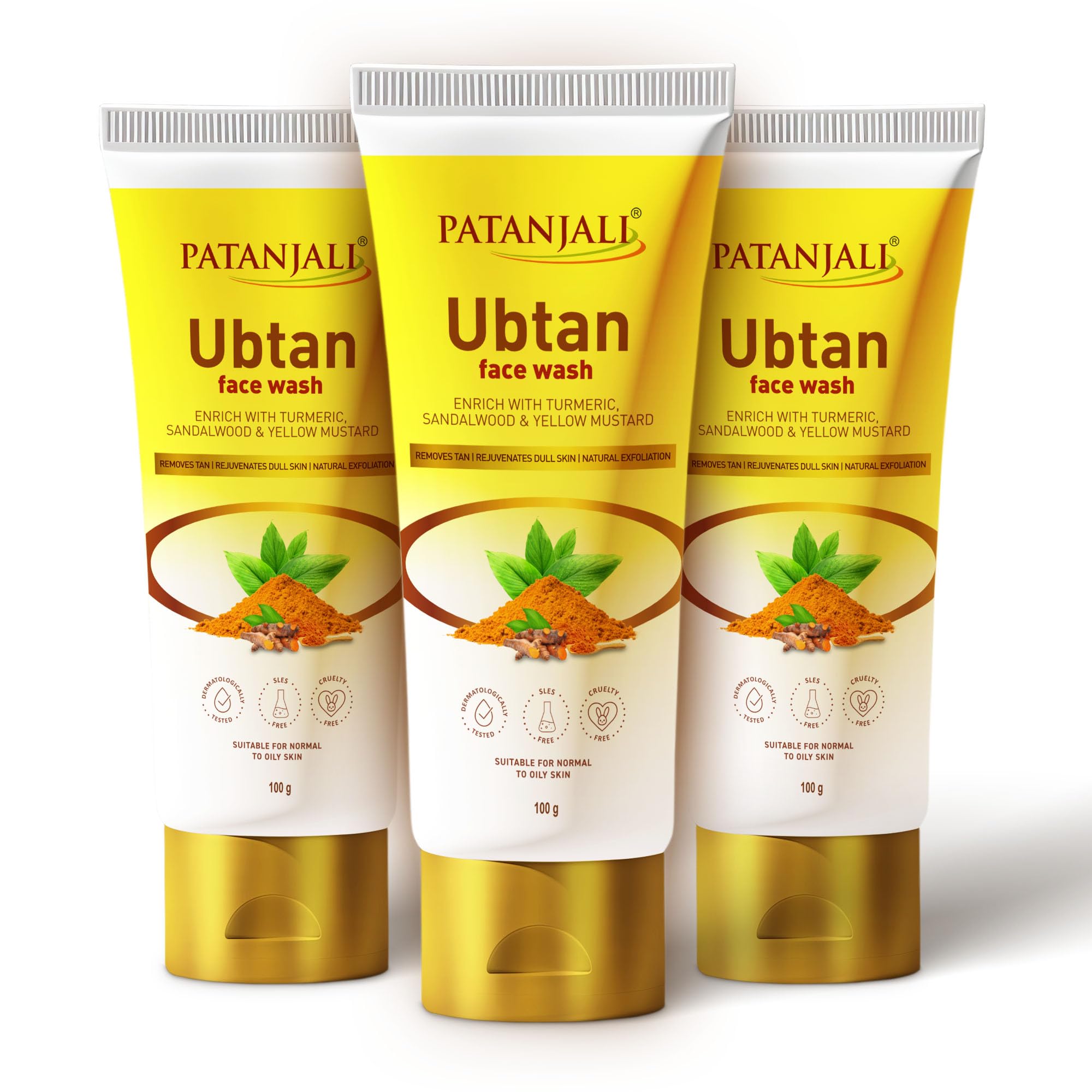 Patanjali Glow Boost Ubtan Face Wash 100G  Natural Herbal Brightening Face Cleanser | Suitable For All Skin Types | For Men & W