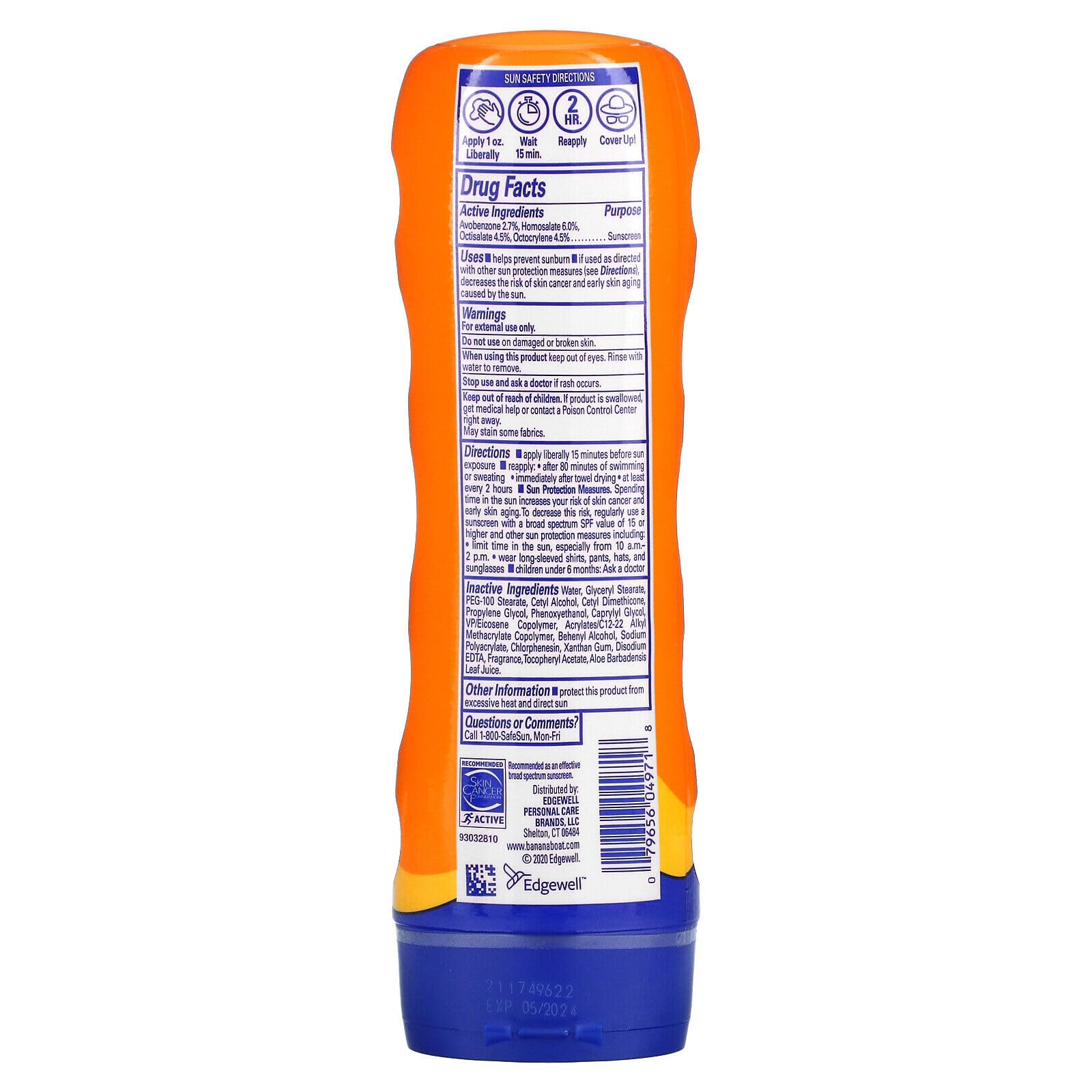 Banana Boat Water Resistant Sport Performance Broad Spectrum Spf 30 Sunscreen Lotion, Swim Splash Sport - Up To 80 Minutes Water