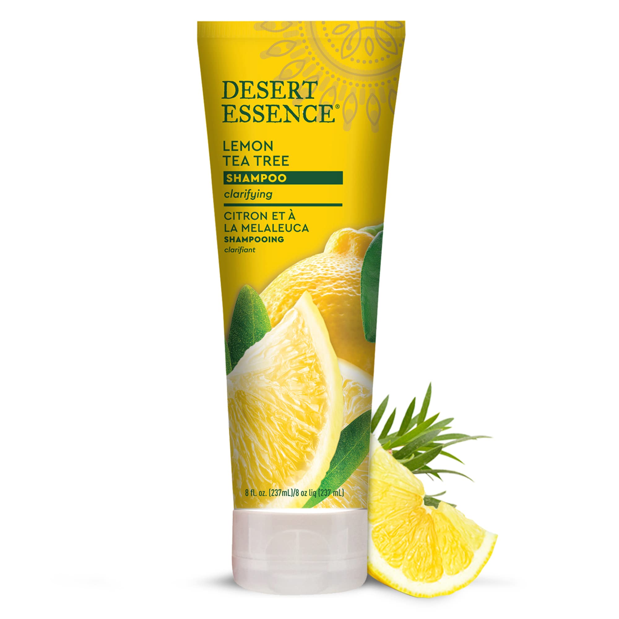 Desert Essence Lemon Tea Tree Shampoo - 8 Fl Ounce - Removes Excess Oil - Revitalizes Scalp - Strengthens & Protects Hair - Maca