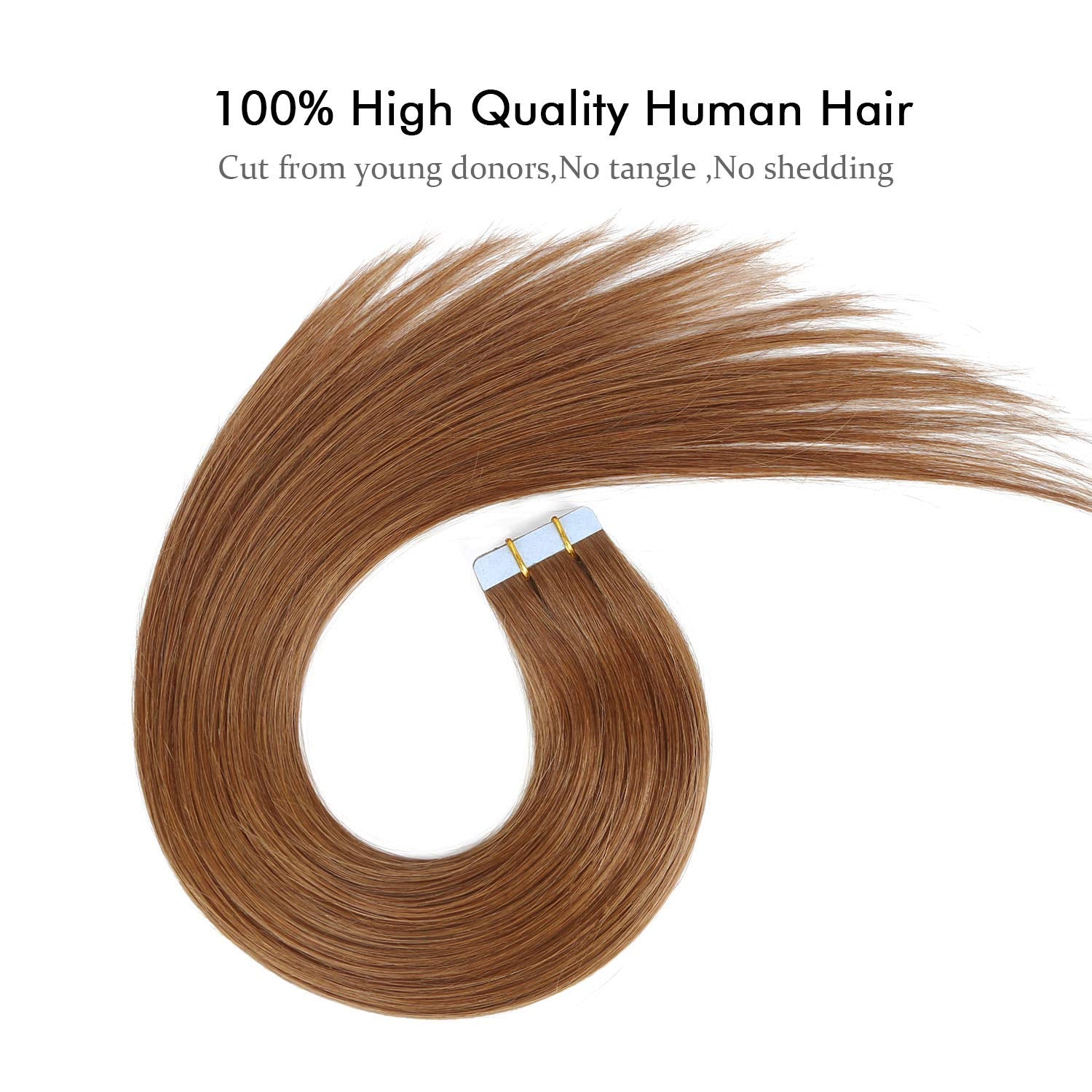 Suyya Tape In Hair Extensions Human Hair Chestnut Brown 100% Remy Human Hair 20 Inches 20Pcs 50G/Pack Straight Seamless Skin Wef