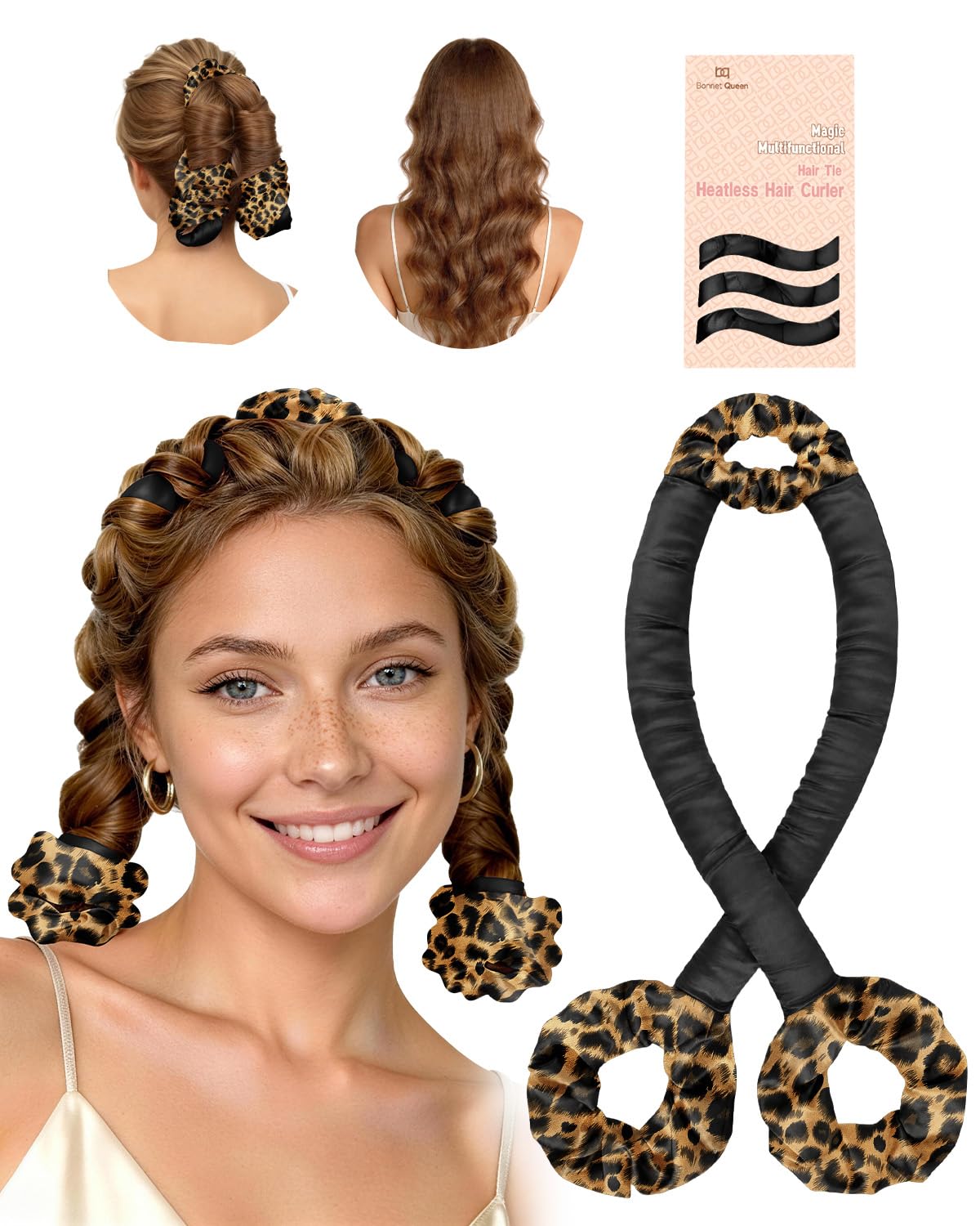 BONNET QUEEN Heatless Hair Curler for Heatless Curls Overnight, AllinOne Sleepy Tie Satin Curling Rod, Hair Curlers to Sleep I