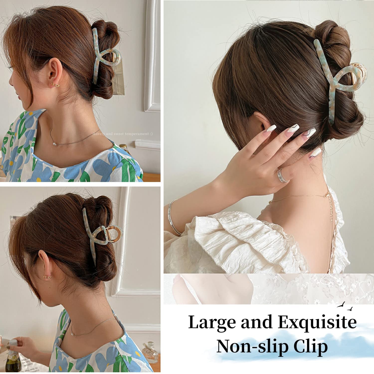 Big Hair Claw Clips Metal Butterfly Hair Claw for Women Strong Hold Acetate Metal Hair Clamps 4.7'' Large Hair Accessories for L
