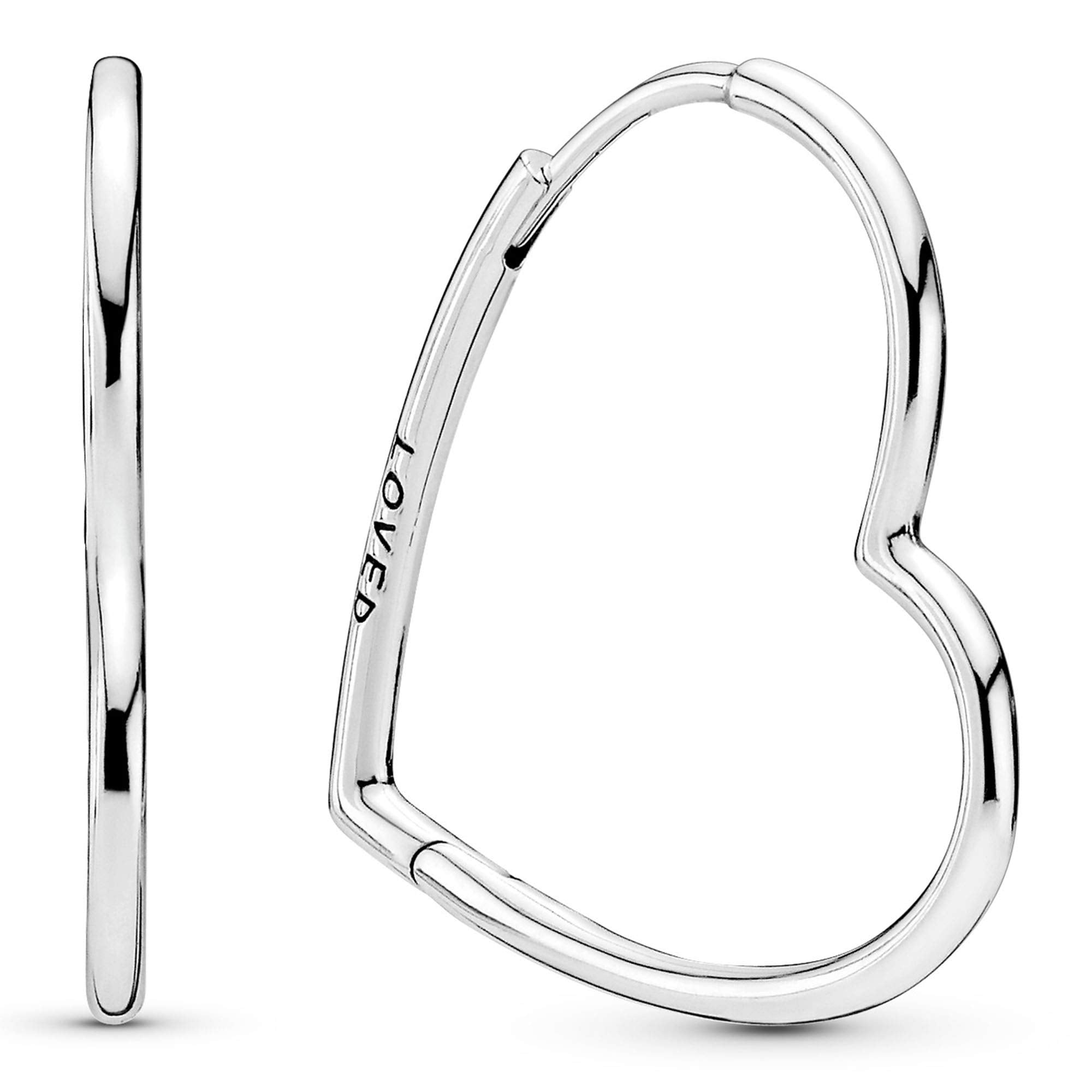 PANDORA Asymmetrical Heart Hoop Earrings - Classic Earrings for Women - Great Gift for Her - Made with Sterling Silver