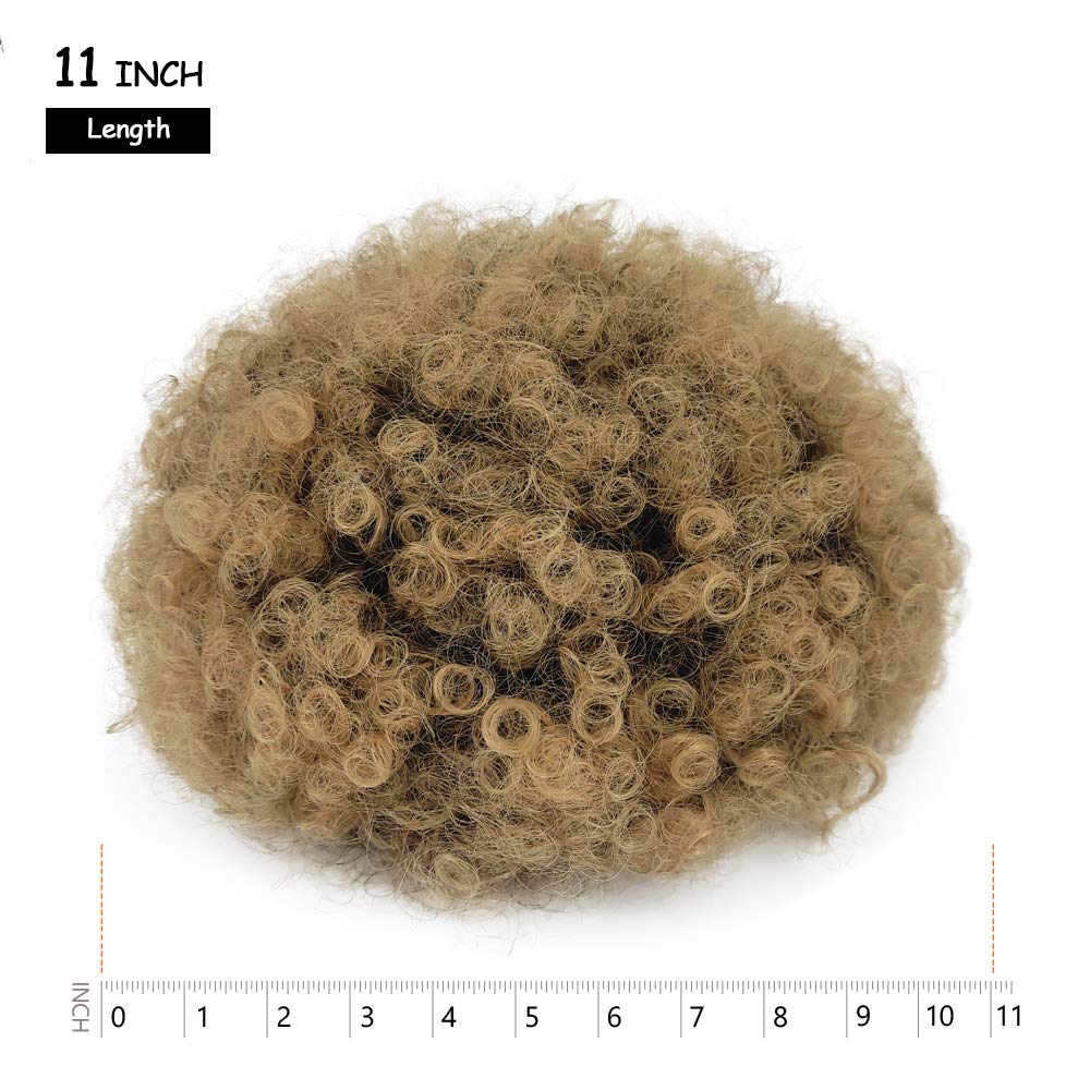 Yinmei Baibian Ombre Brown Kinky Curly Afro Puff Drawstring Ponytail Synthetic Bun Extensions Hairpieces Updo Hair With Two Clip