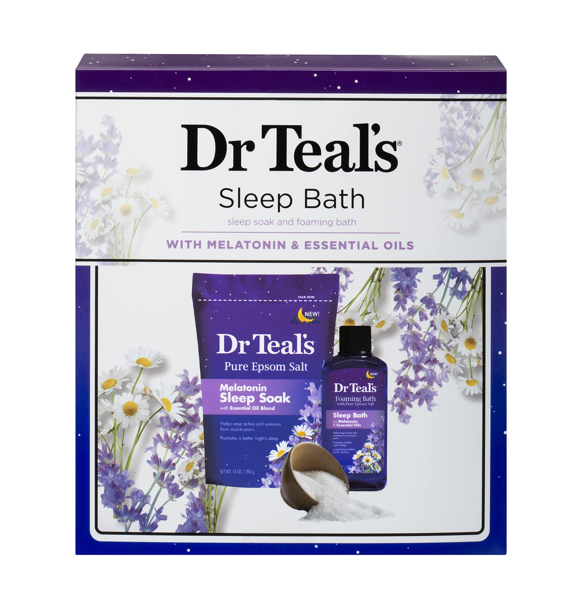 Dr Teals Melatonin Sleep Soak Epsom Salt Solution And Foaming Bath Gift Set
